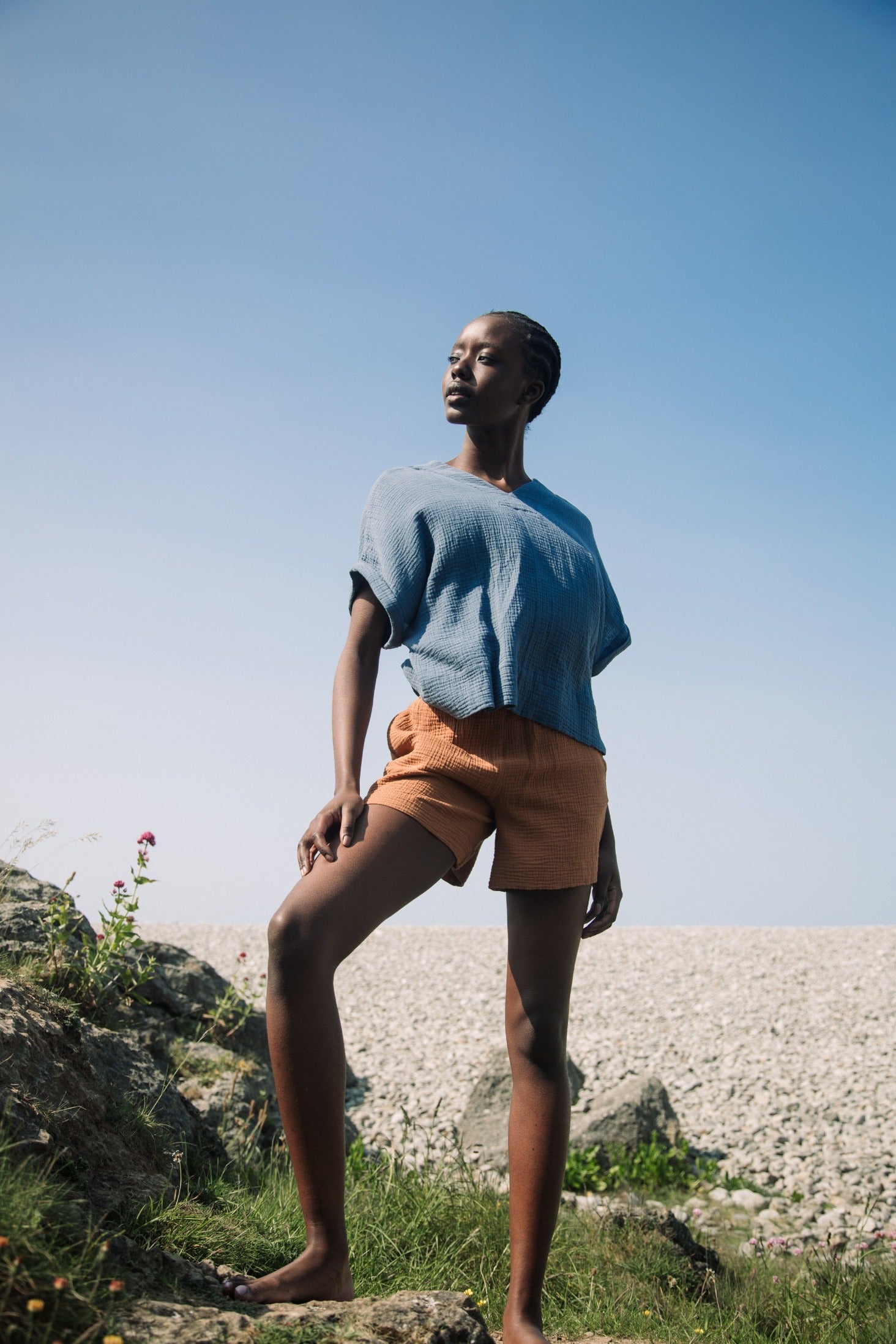 Gilma Organic Cotton Shorts in Pecan by HANNAH BEAUMONT