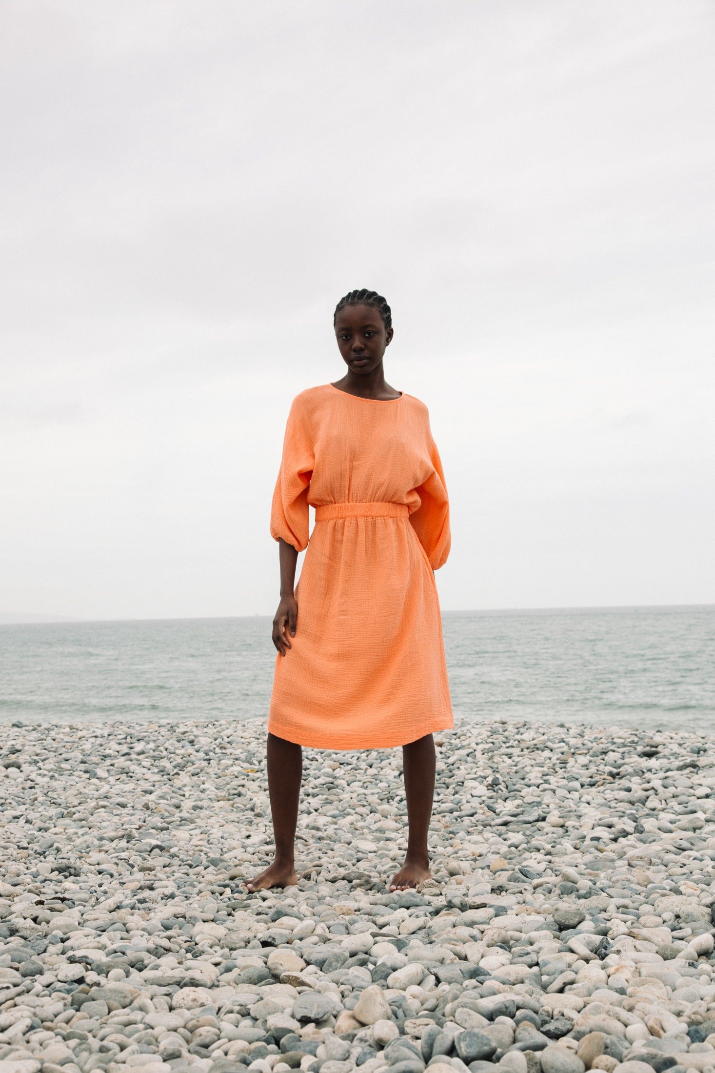 Ezili Organic Cotton Dress in Apricot by HANNAH BEAUMONT