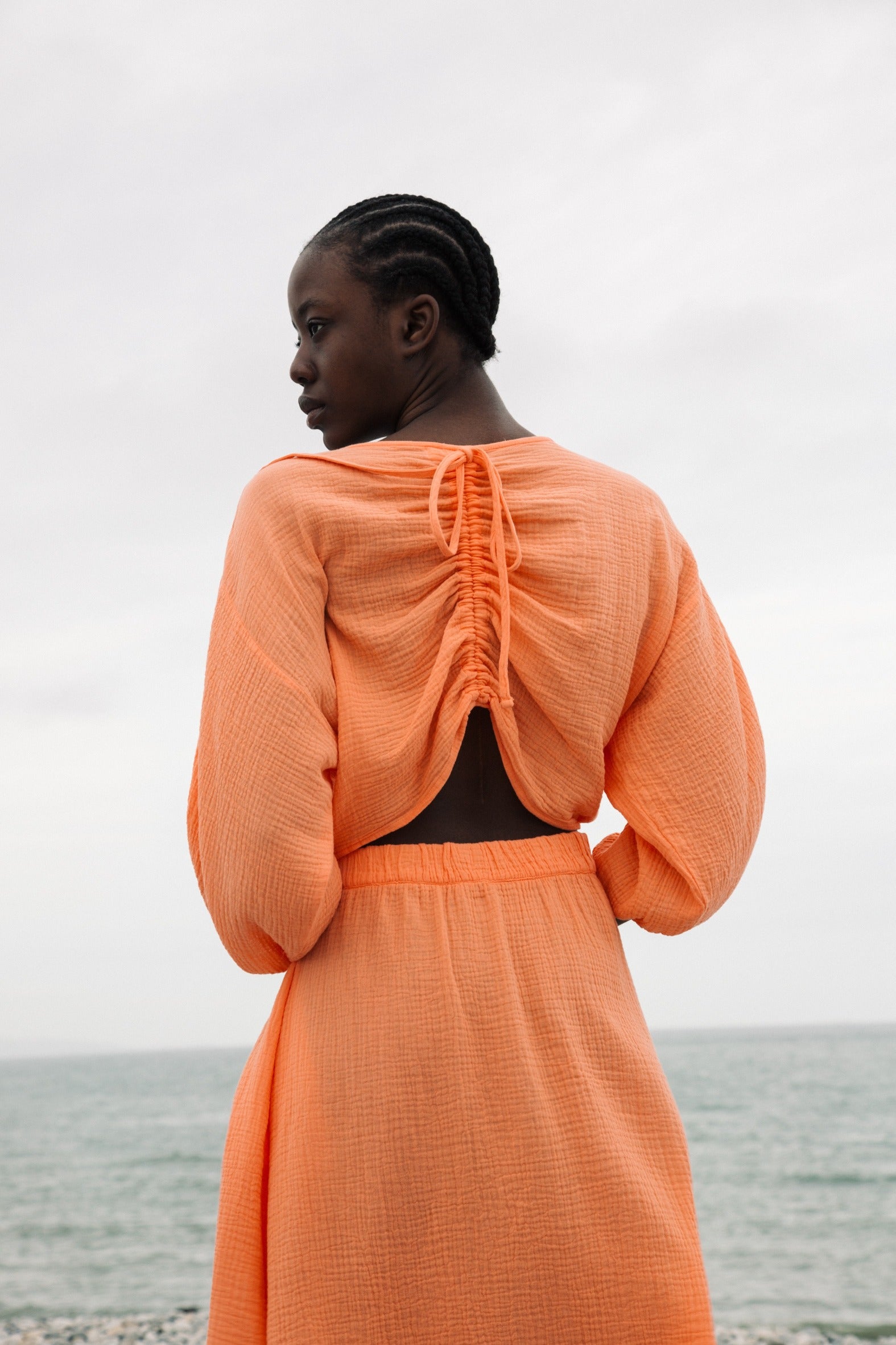 Ezili Organic Cotton Dress in Apricot by HANNAH BEAUMONT