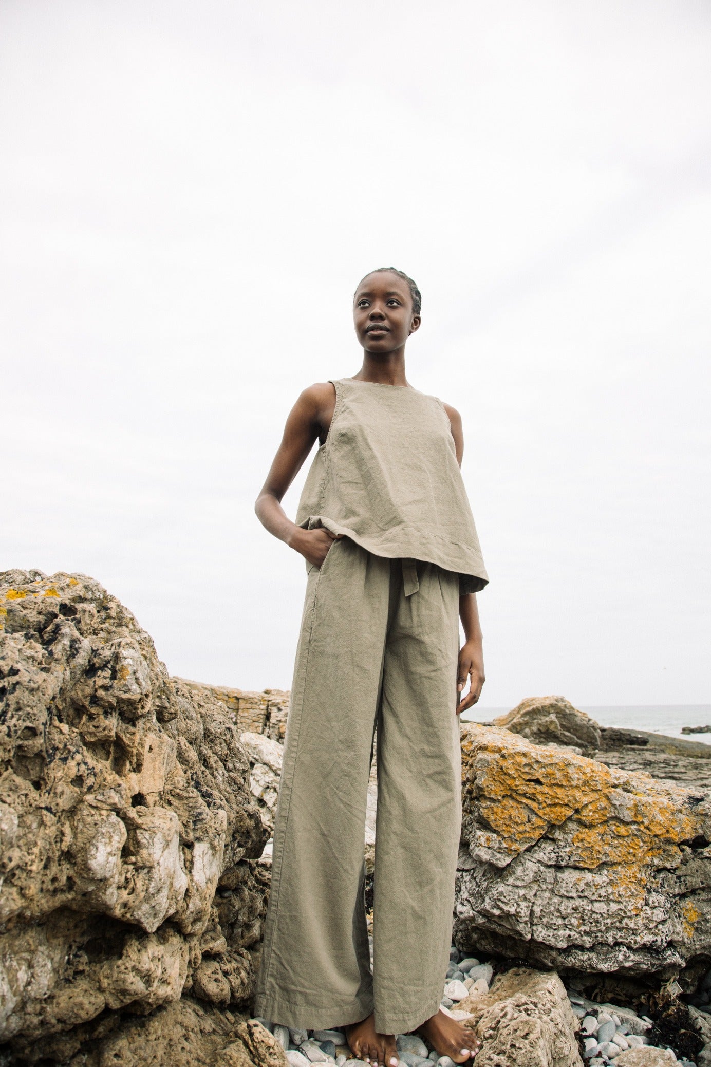 Effi Cotton Linen Vest in Sand S Preloved