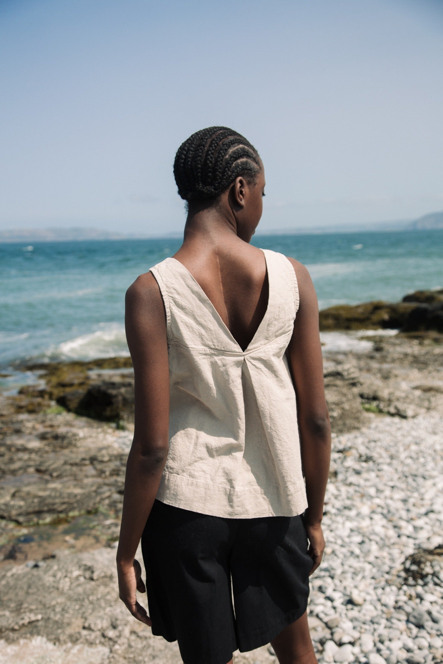 Effi Cotton Linen Vest in Sand