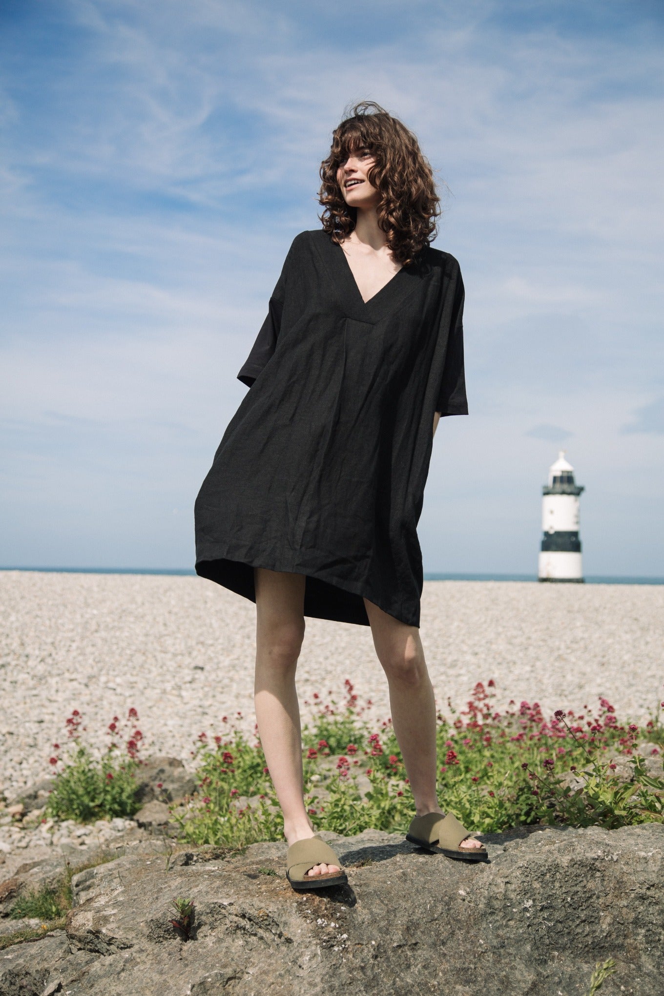 Cari-May Organic Cotton and Linen Dress in Black