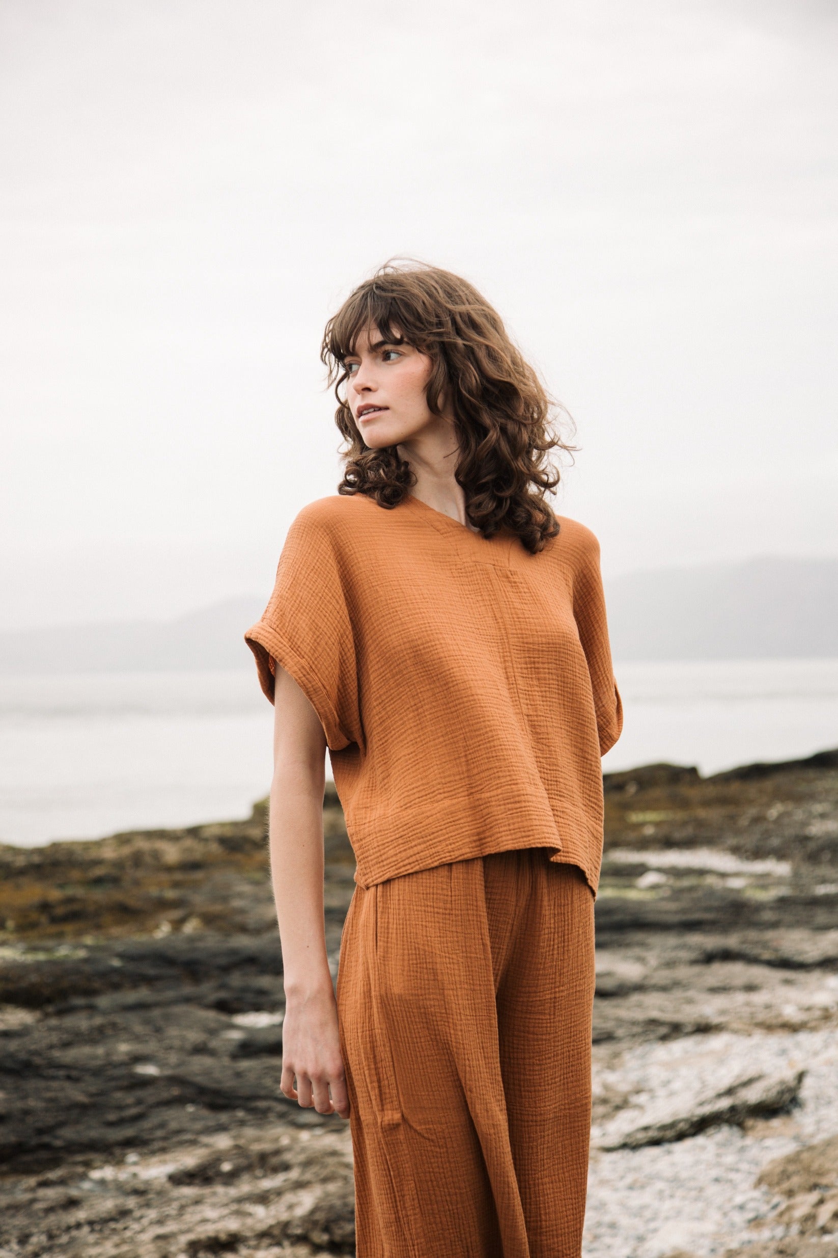 Ariel Organic Cotton Top in Pecan by HANNAH BEAUMONT