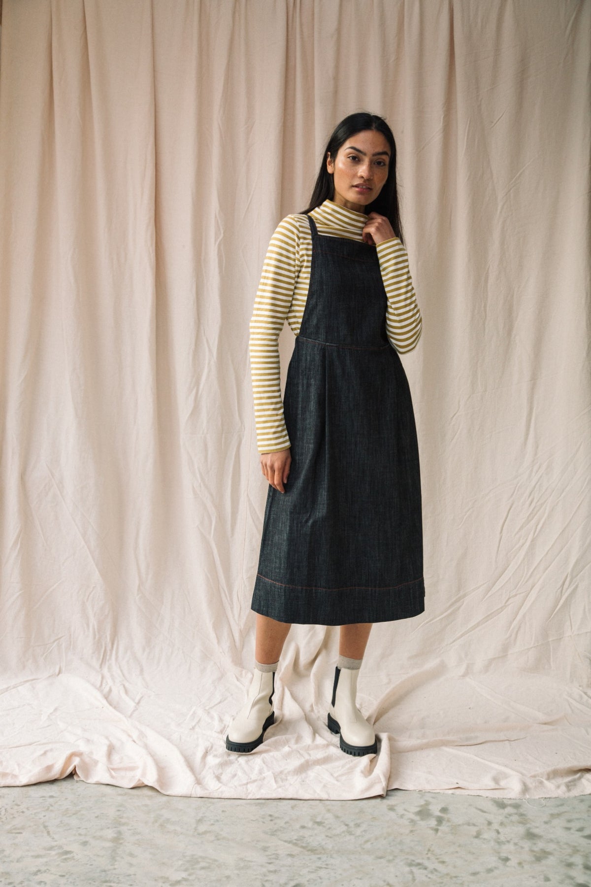 toast denim apron dress Toast Denim Pinafore Dress, Indigo