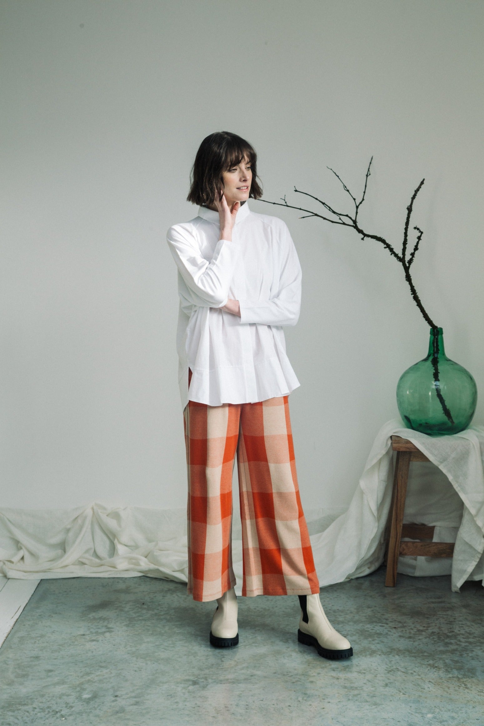 Magnolia Organic Cotton Jersey and Poplin Shirt in White
