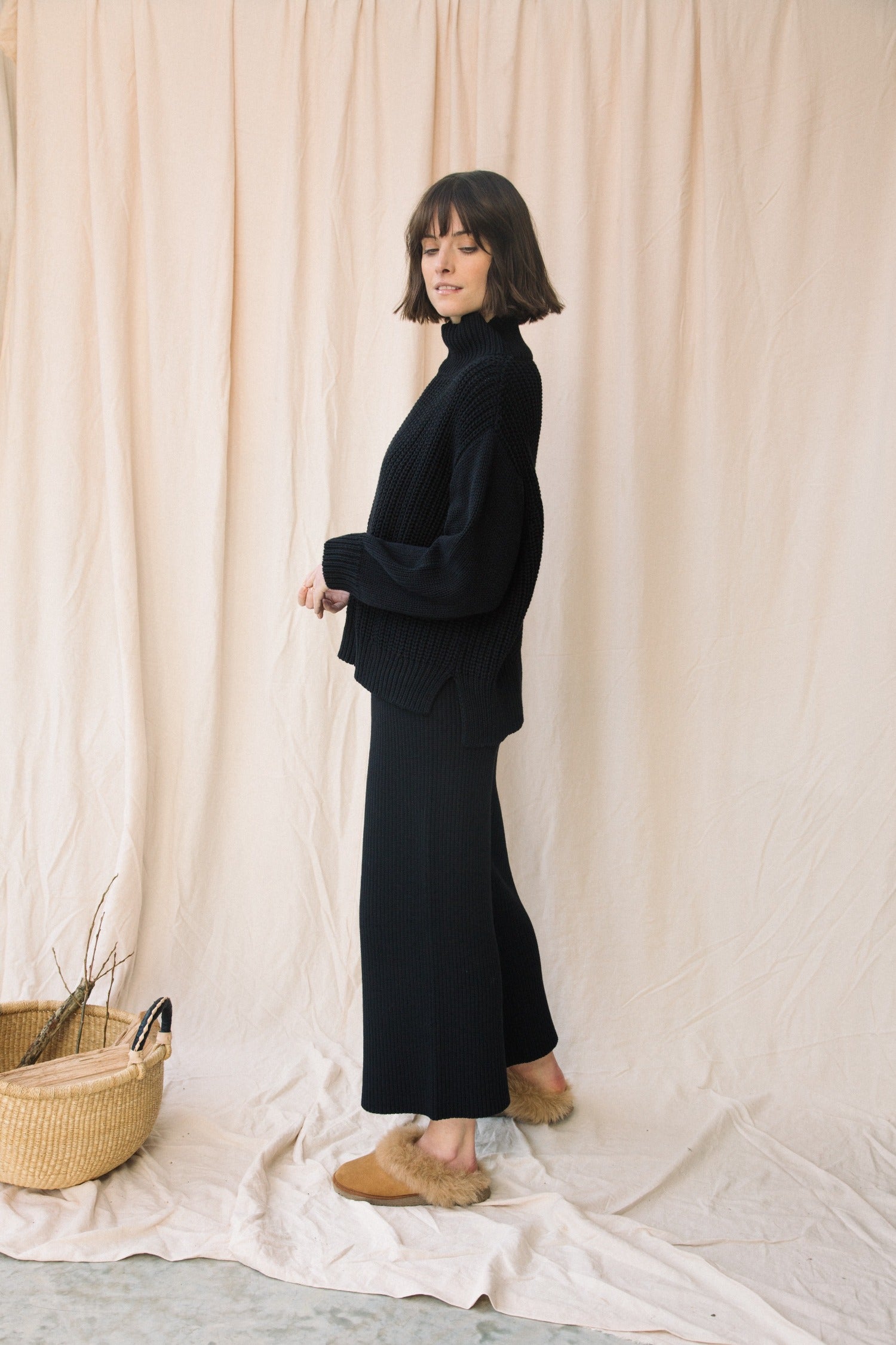 Taka Organic Cotton Knitted Trouser in Black