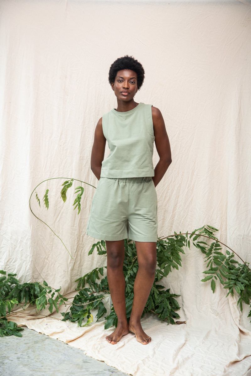 Sylvia Organic Cotton Felpe Short in Pistachio
