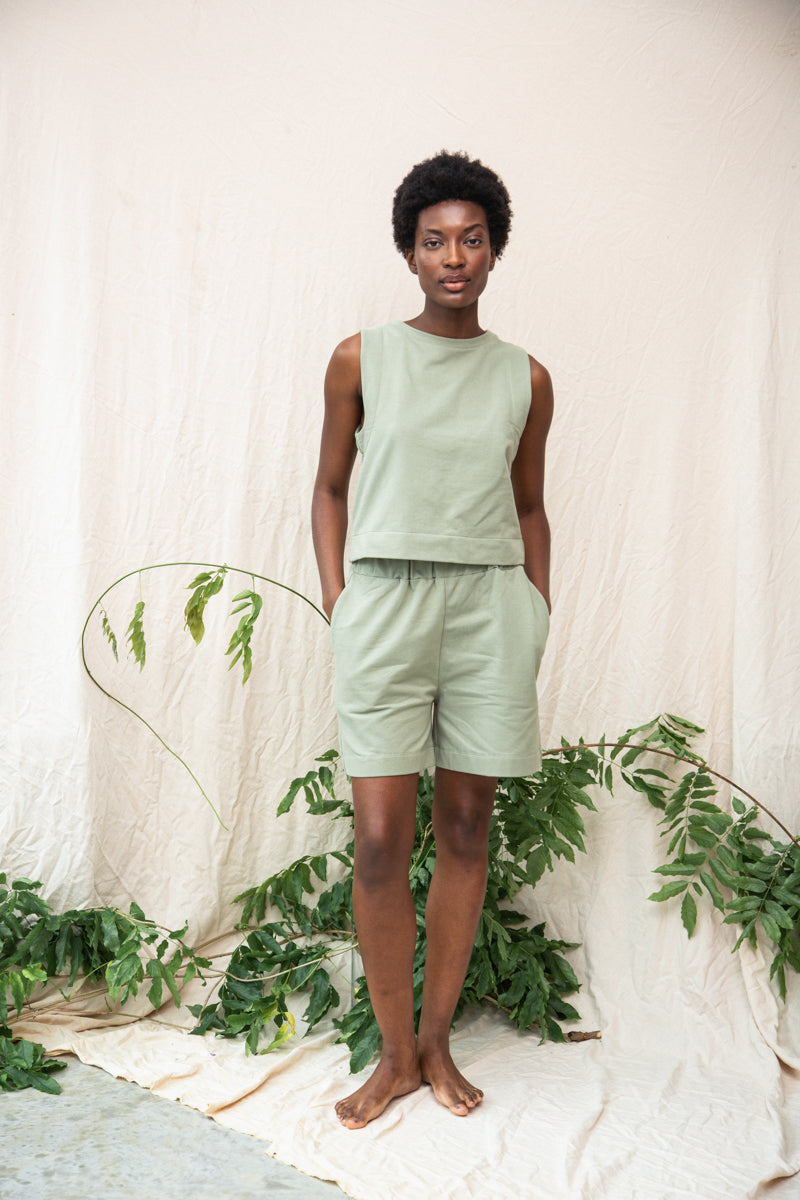 Sylvia Organic Cotton Felpe Short in Pistachio