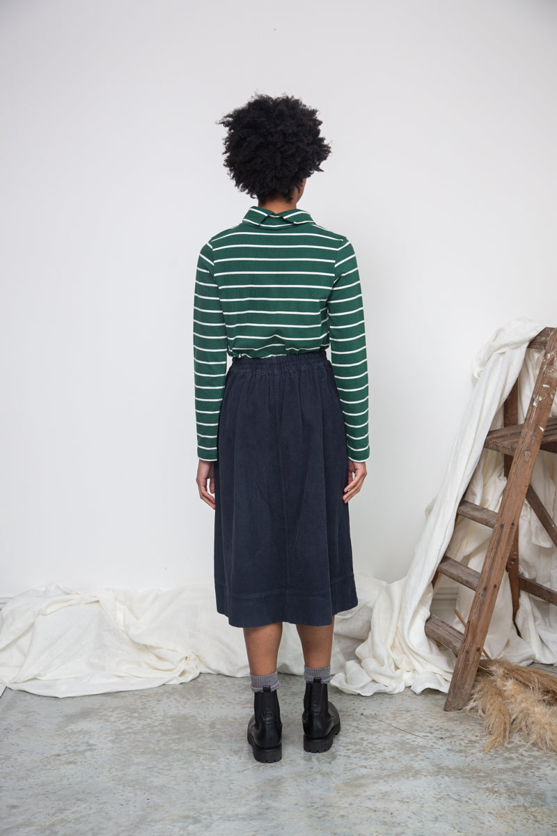 Alma Organic Cotton Corduroy Skirt in Night Sky Navy