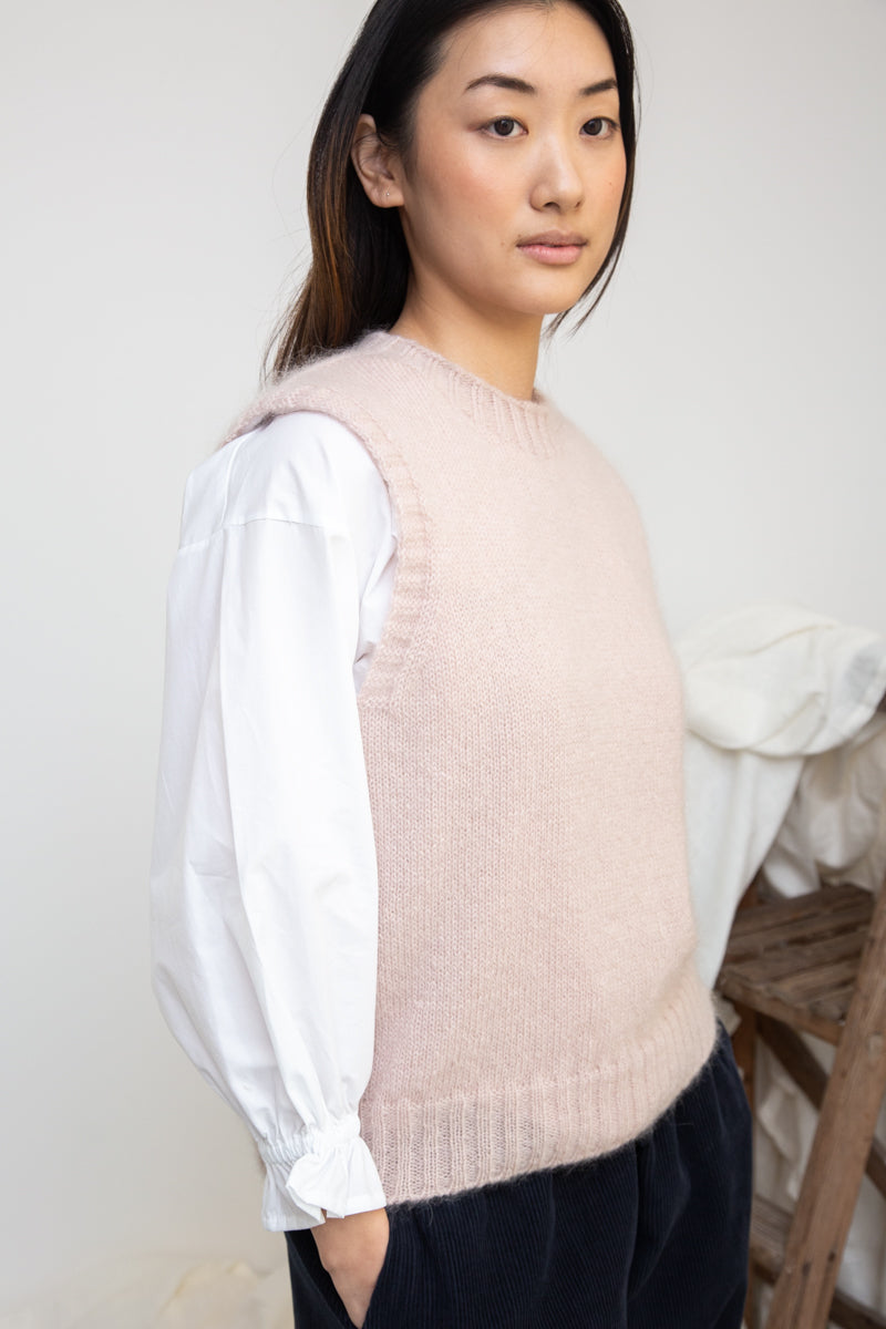Arosa Mohair Knitted Vest in Shell Pink
