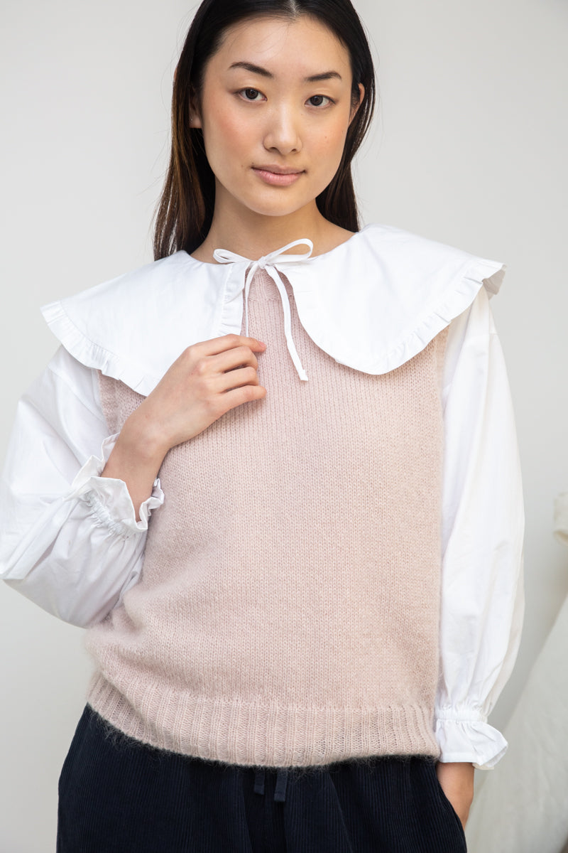 Arosa Mohair Knitted Vest in Shell Pink