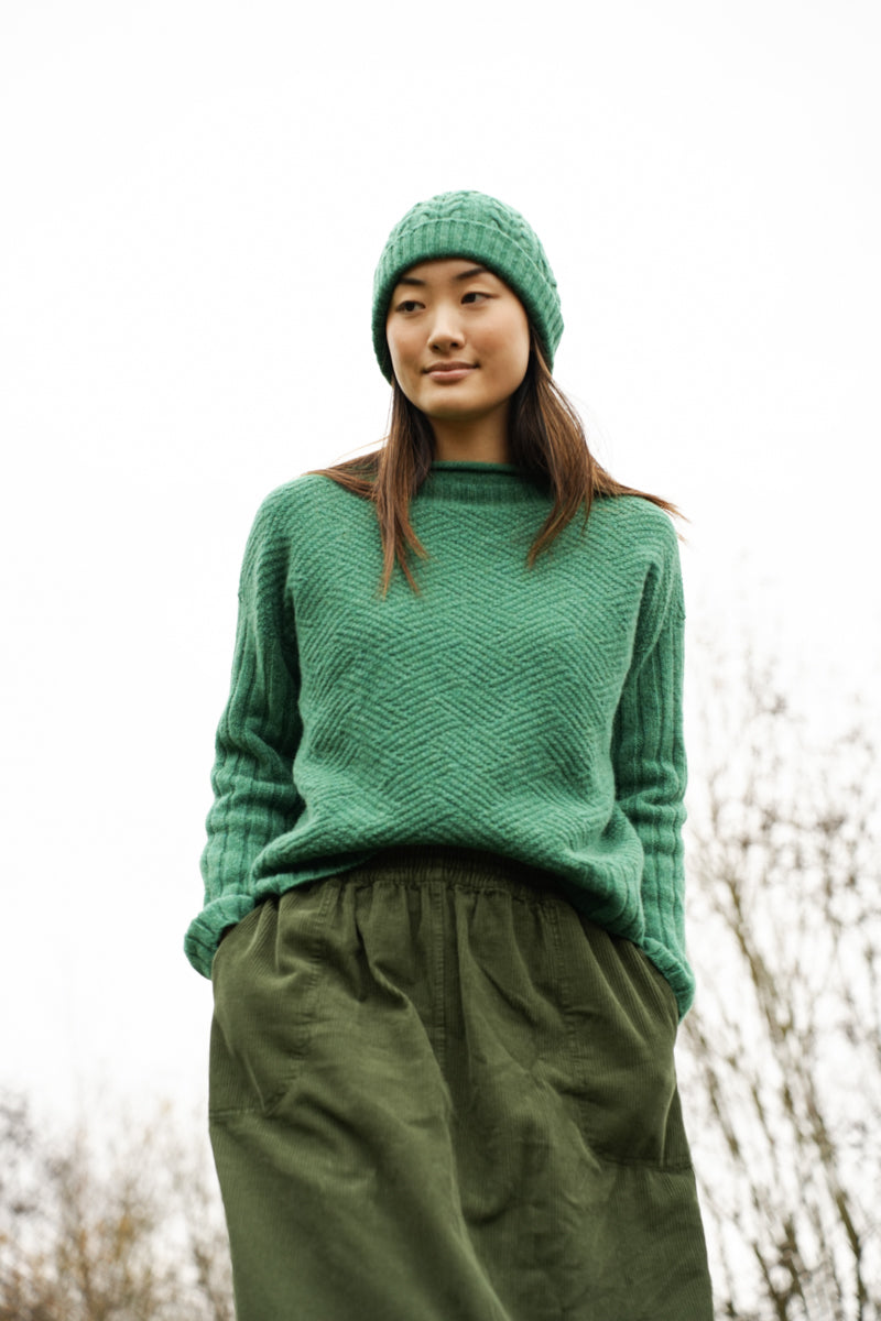 Brogan Lambswool Knitted Hat in Emerald