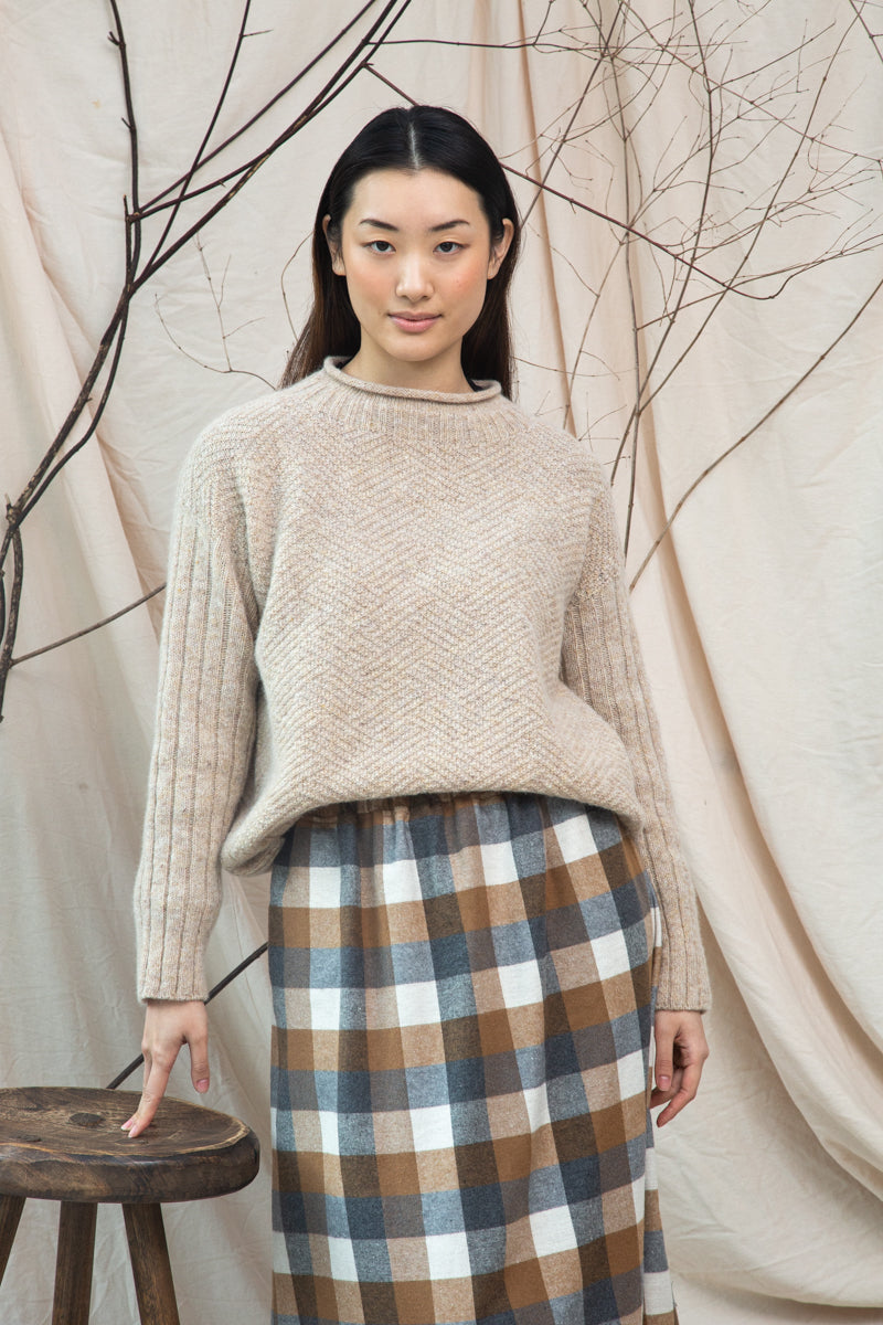 Shika Lambswool Knitted Jumper in Cream Marl