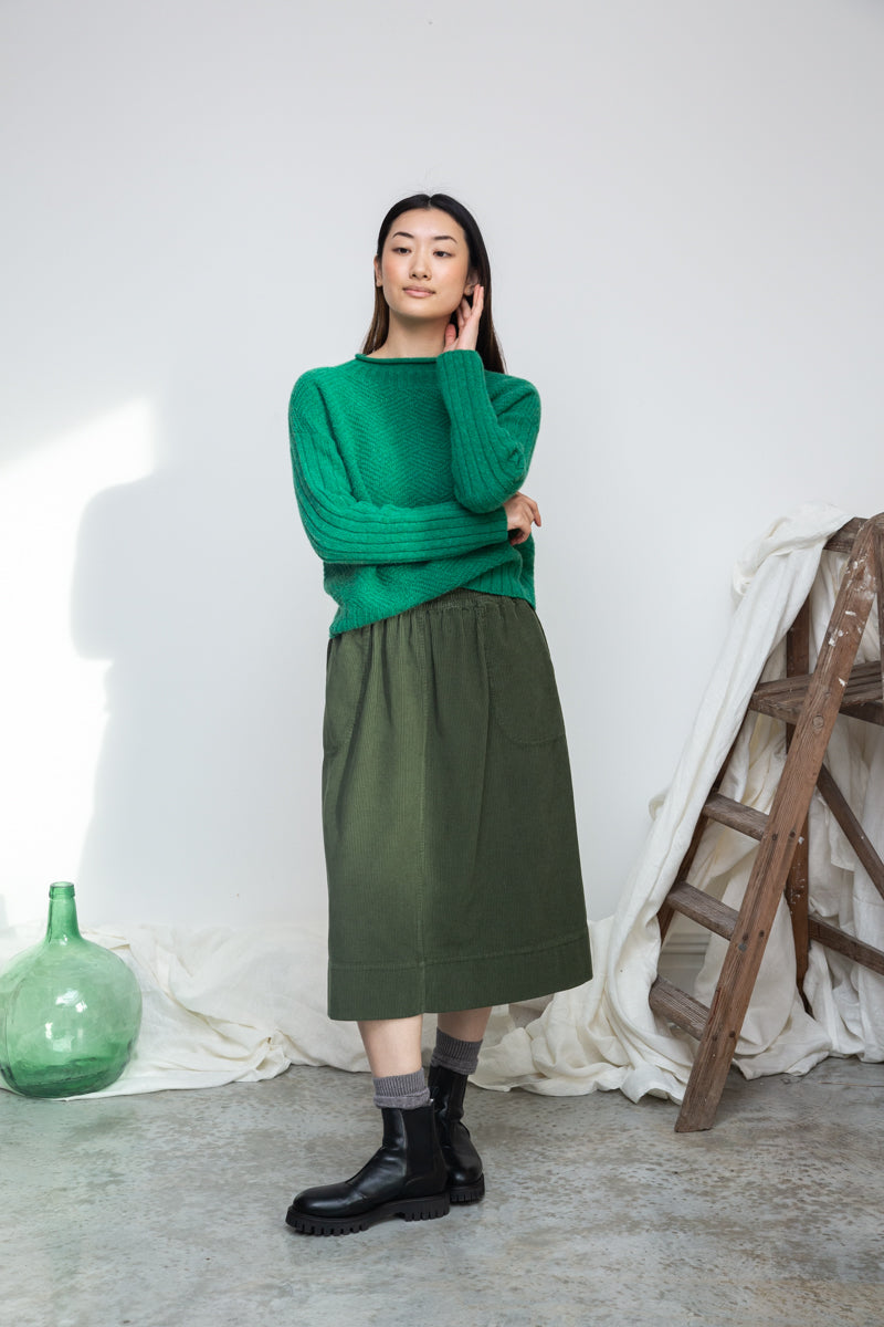 Shika Lambswool Knitted Jumper in Emerald