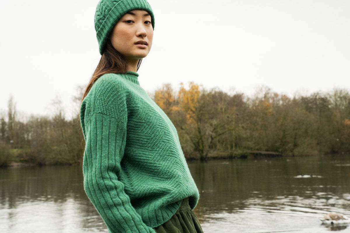 Shika Lambswool Knitted Jumper in Emerald