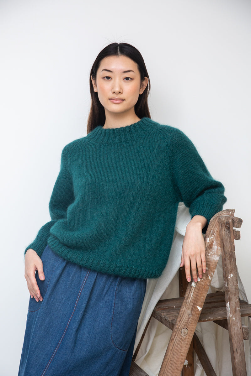 Solstice Mohair Knitted Jumper in Pine