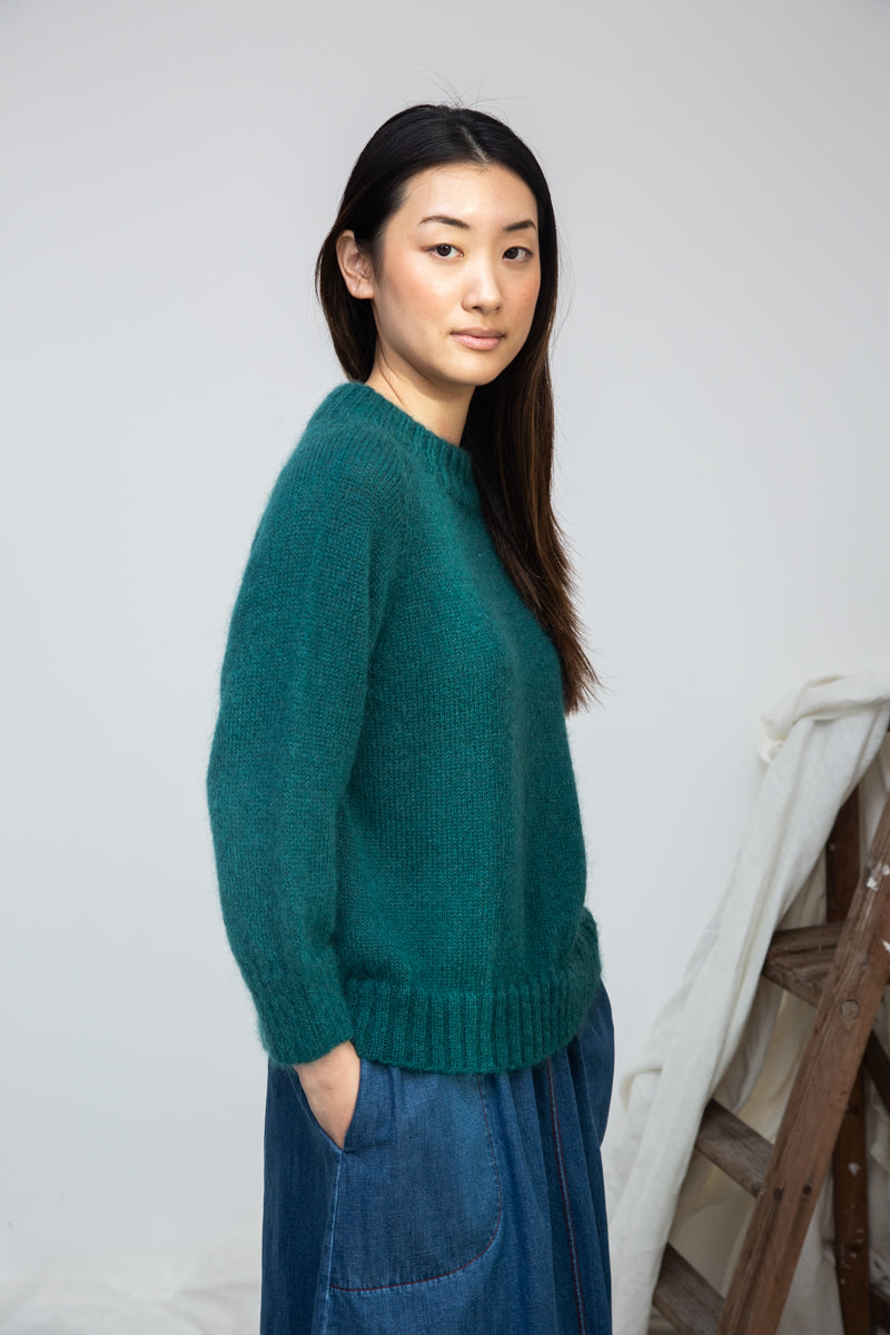 Solstice Mohair Knitted Jumper in Pine