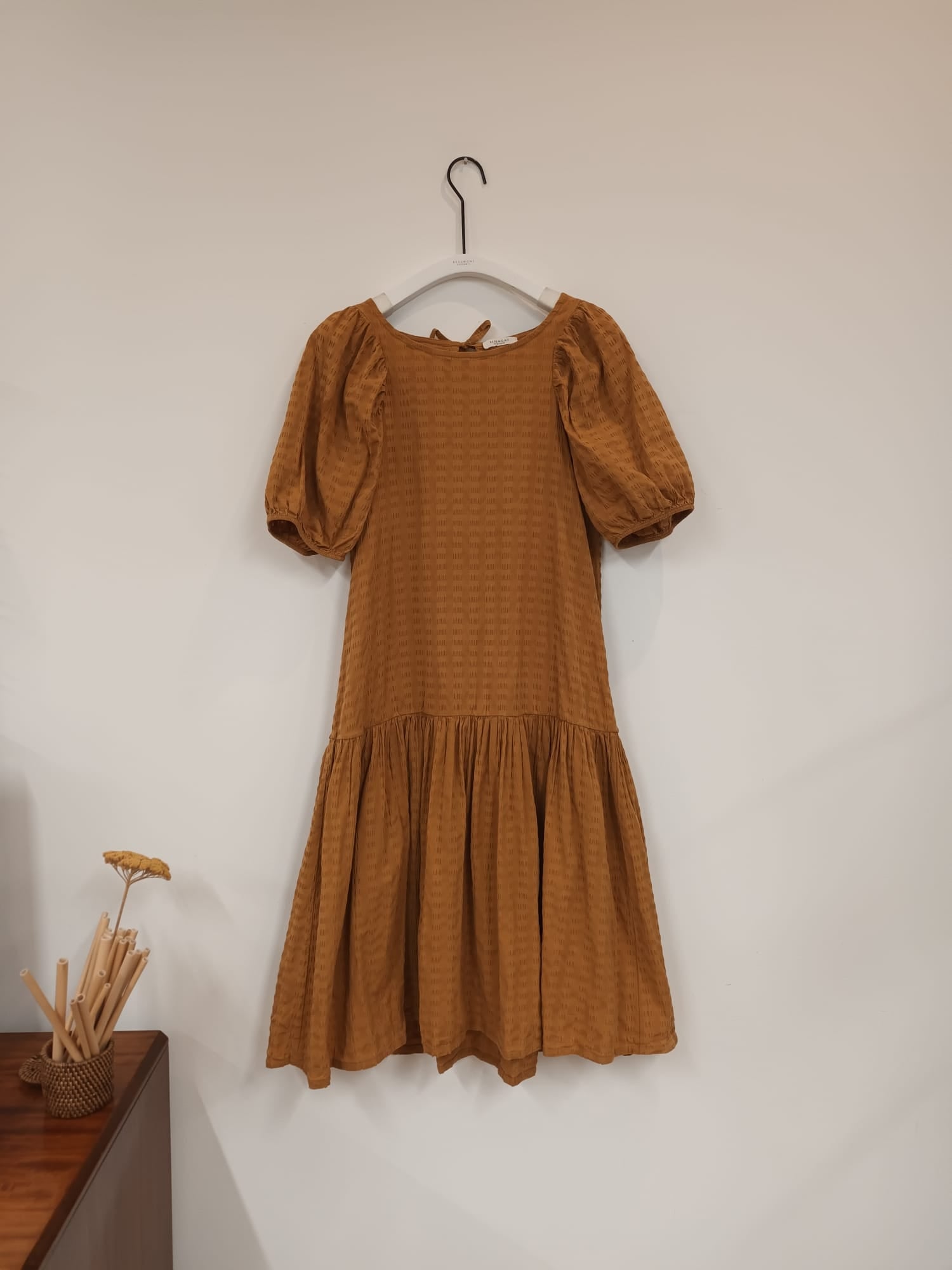 Valene Dress In Burnt Ochre Size XS