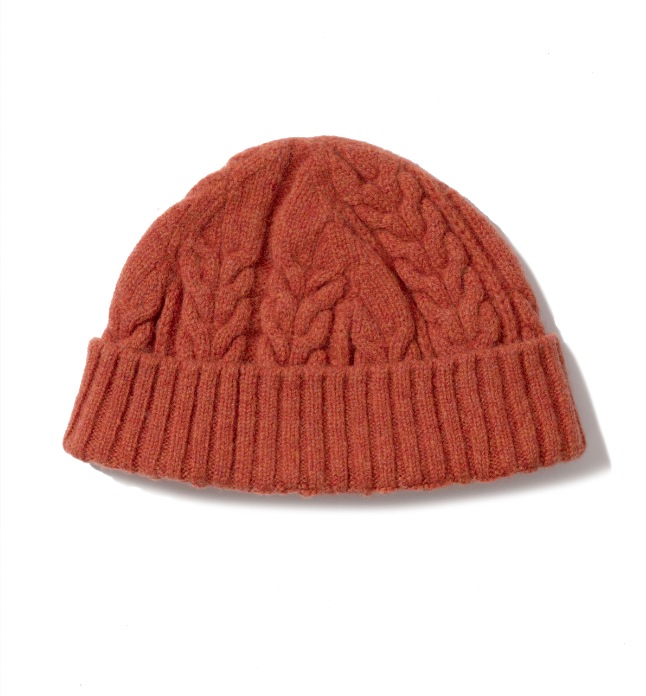 Brogan Lambswool Bobble Hat in Brick