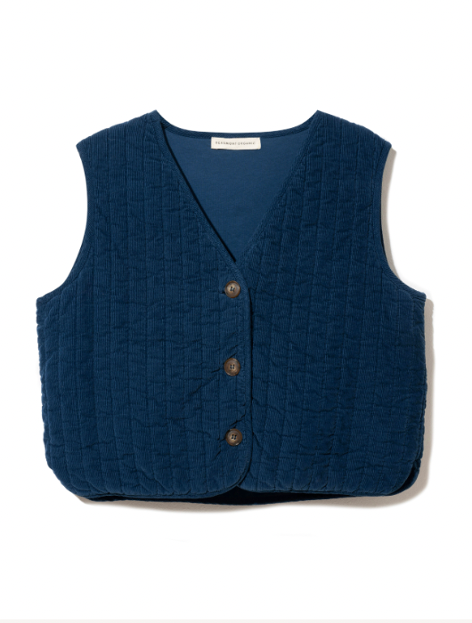 Rutland Organic Cotton Needlecord Quilted Gilet in Navy