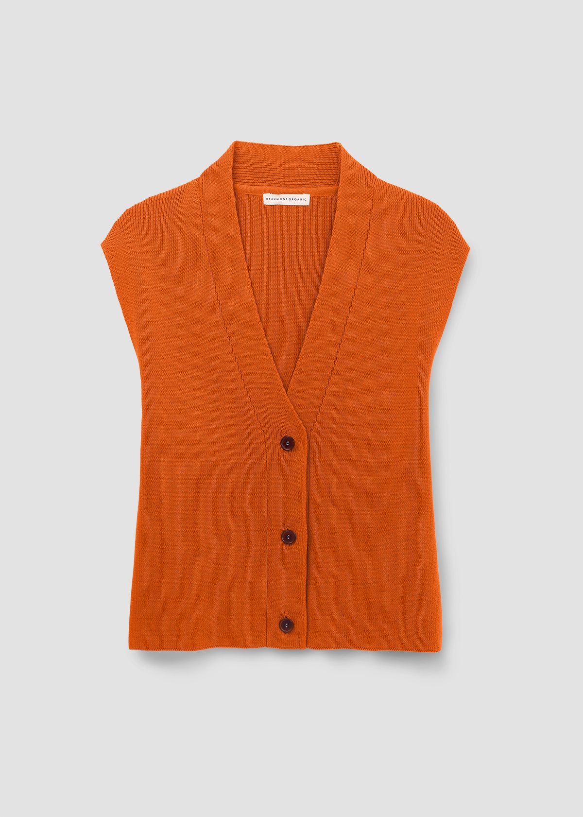 Aila Organic Cotton Knitted Vest in Brick
