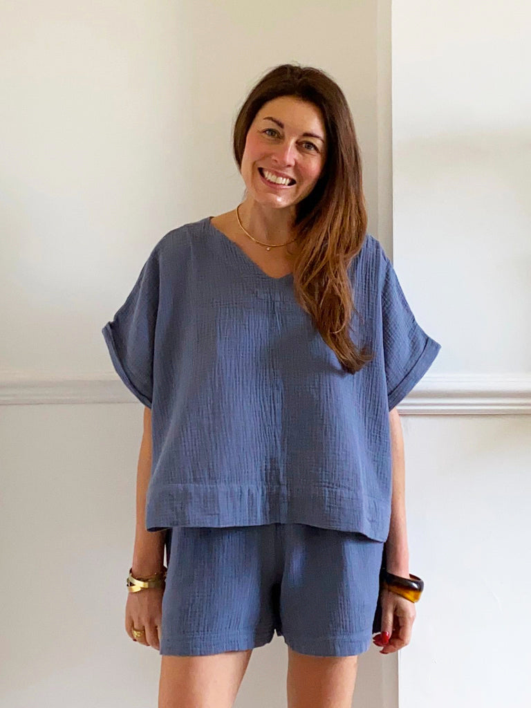Ariel Organic Cotton Top in Pewter by HANNAH BEAUMONT