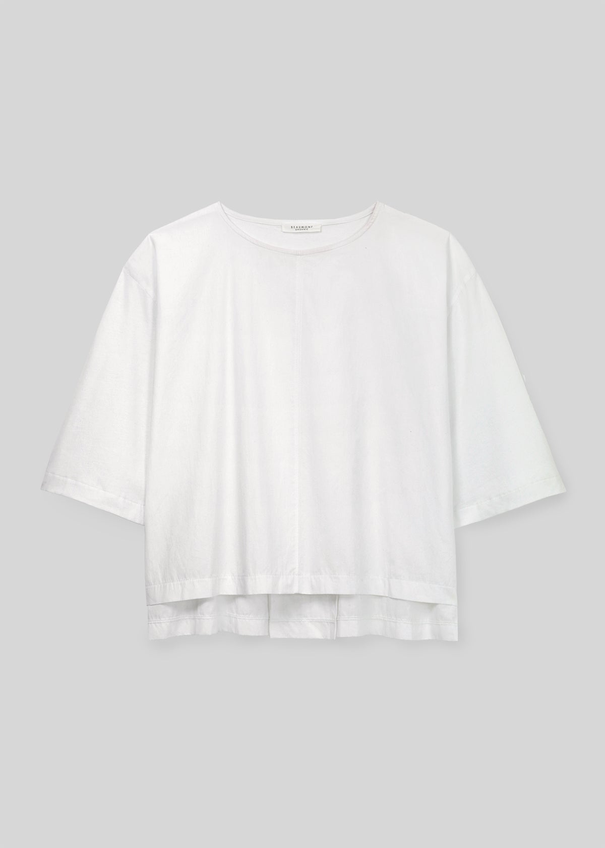 Shay Organic Cotton Jersey and Poplin Top in White
