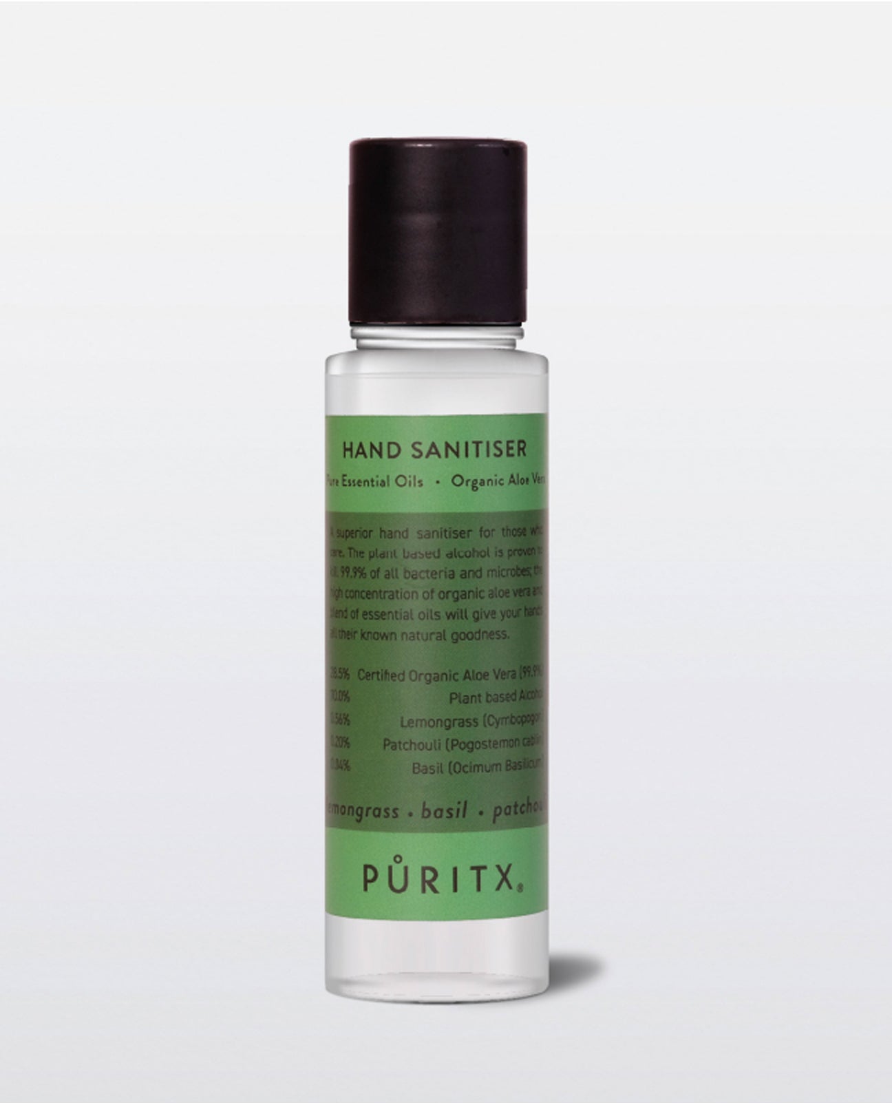 Puritx Hand Sanitiser 60ml - Lemongrass, Patchouli & Basil