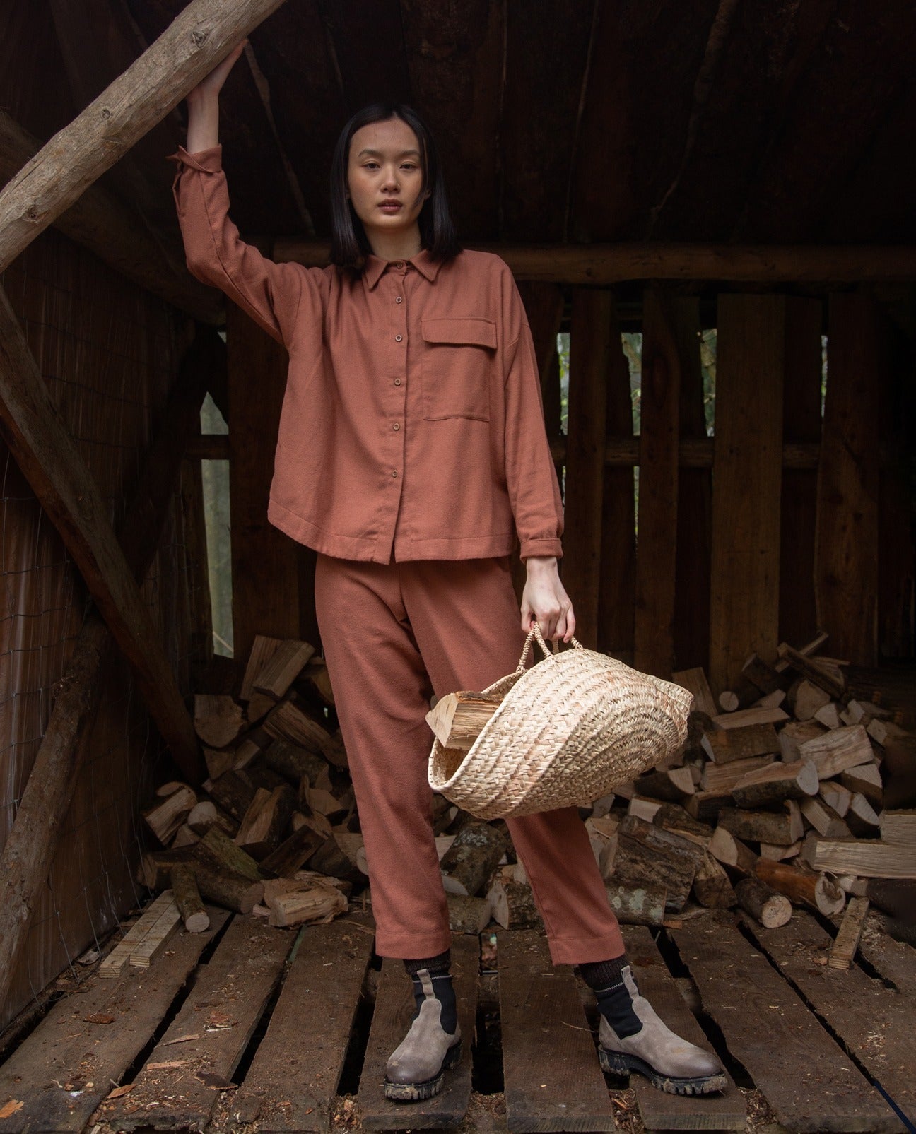 Carys-Jane Organic Cotton Brushed Twill Shirt in Cinnamon