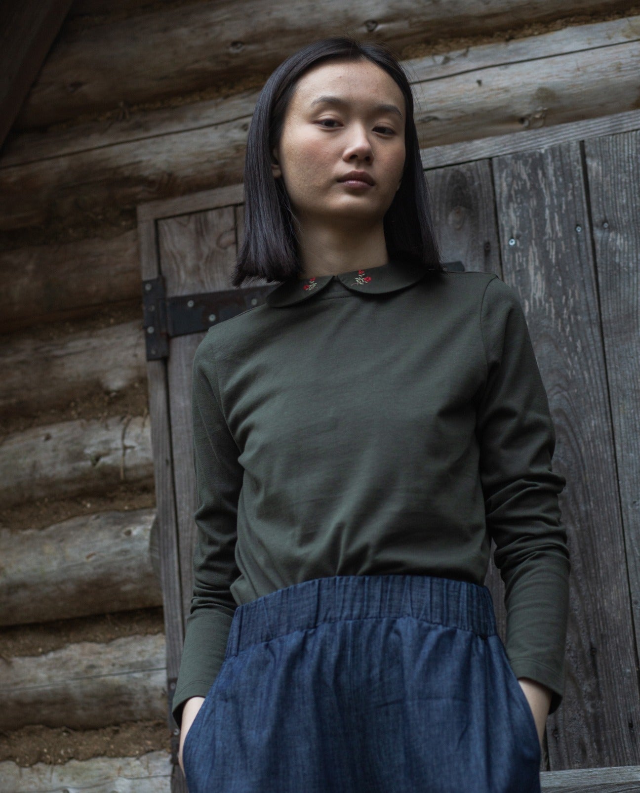 Cecile Organic Cotton Top in Rosin Green