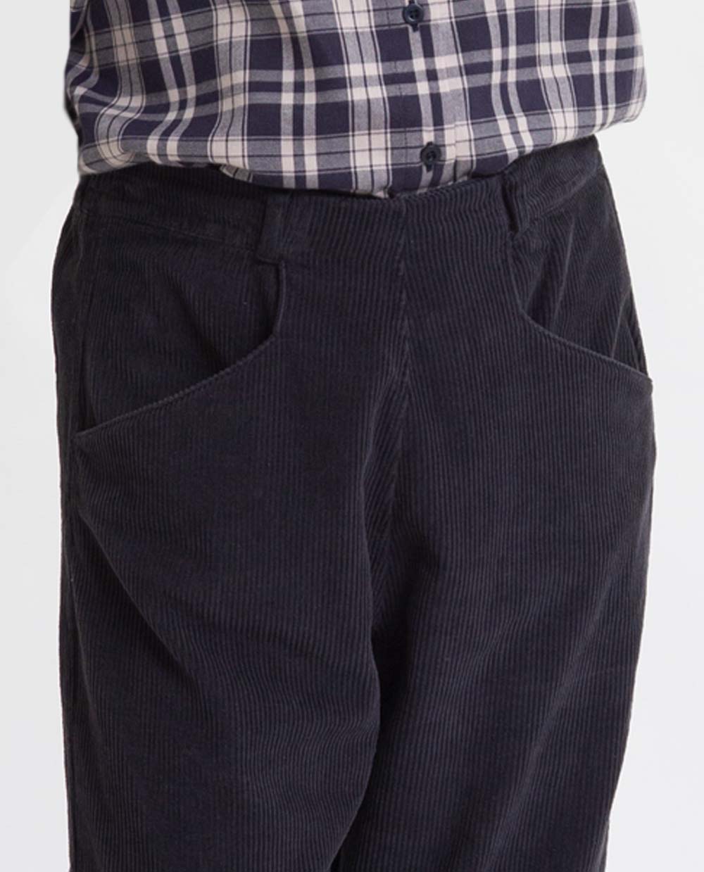 Erica Organic Cotton Cord Trousers In Charcoal