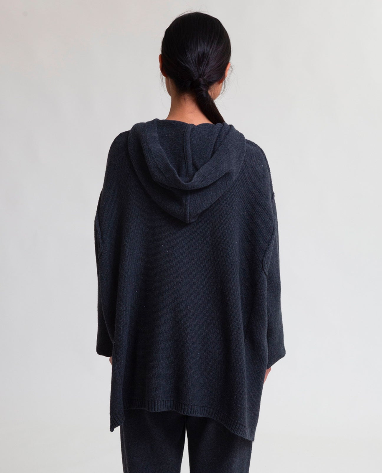 Geraldine Recycled Cotton and Wool Hoodie in Black