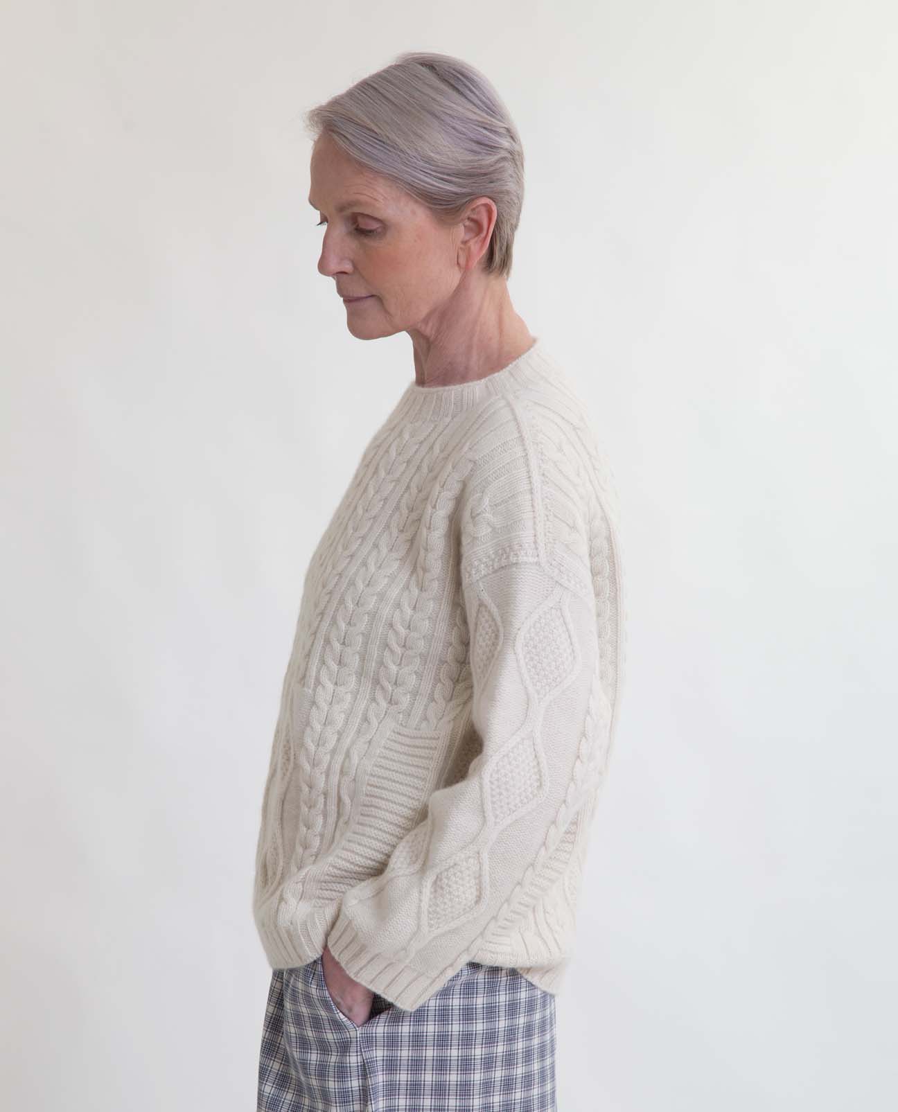 Kirstin Lambs Wool Jumper In White Un-Dyed