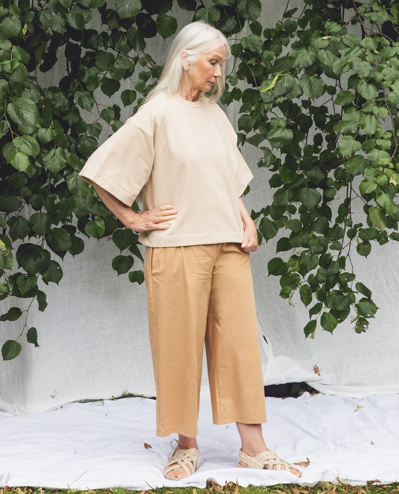 Adrienne Organic Cotton Trousers In Camel