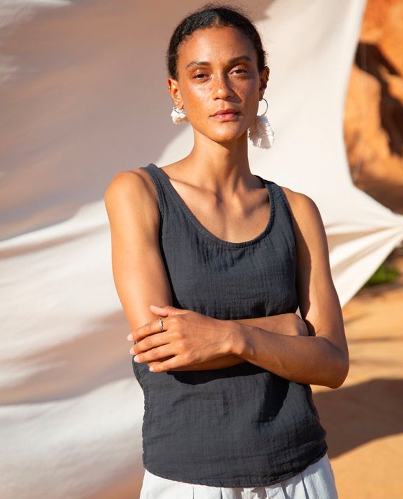 Myriam Organic Cotton Vest In Charcoal