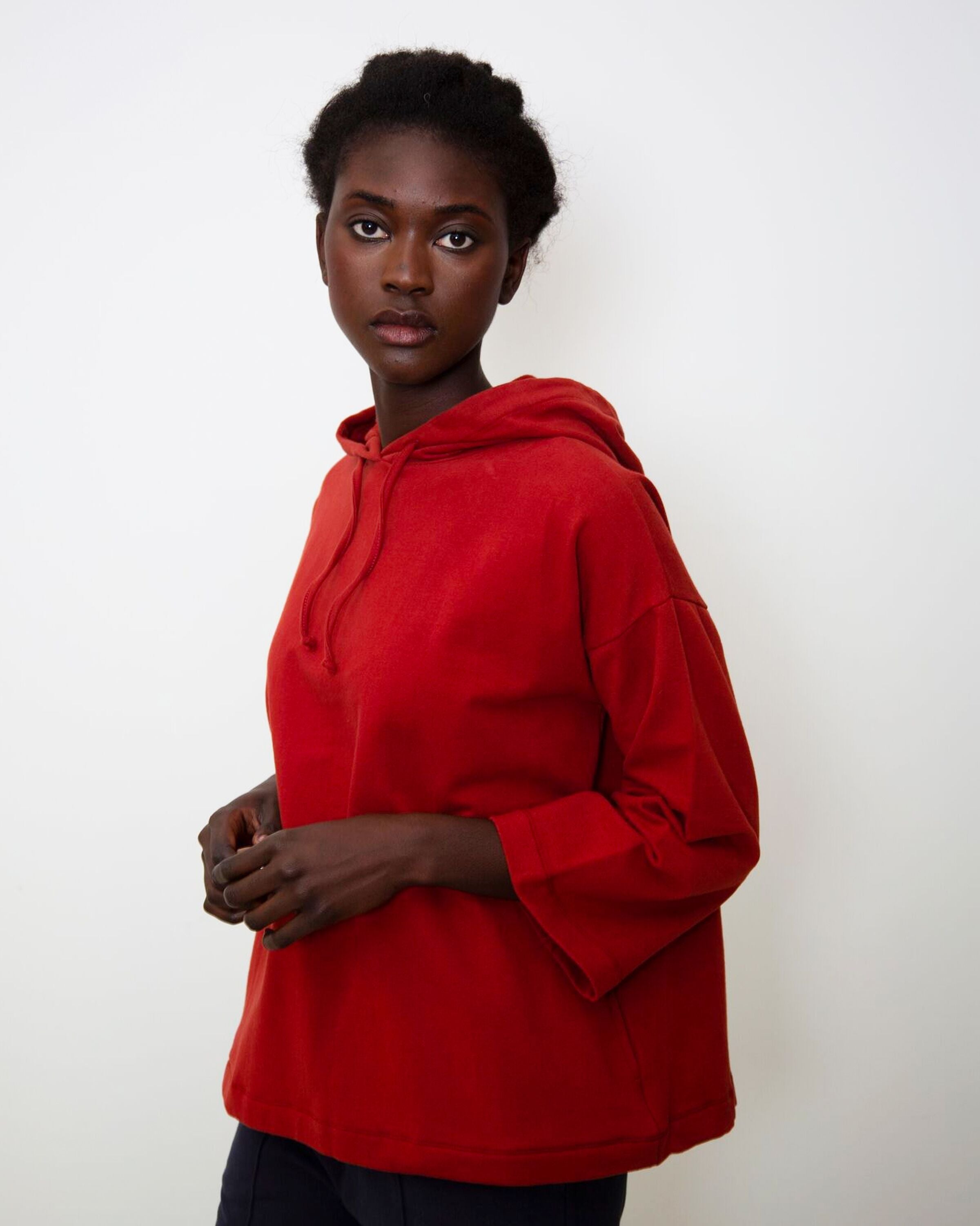 Yasmin Organic Cotton Hoodie In Rust