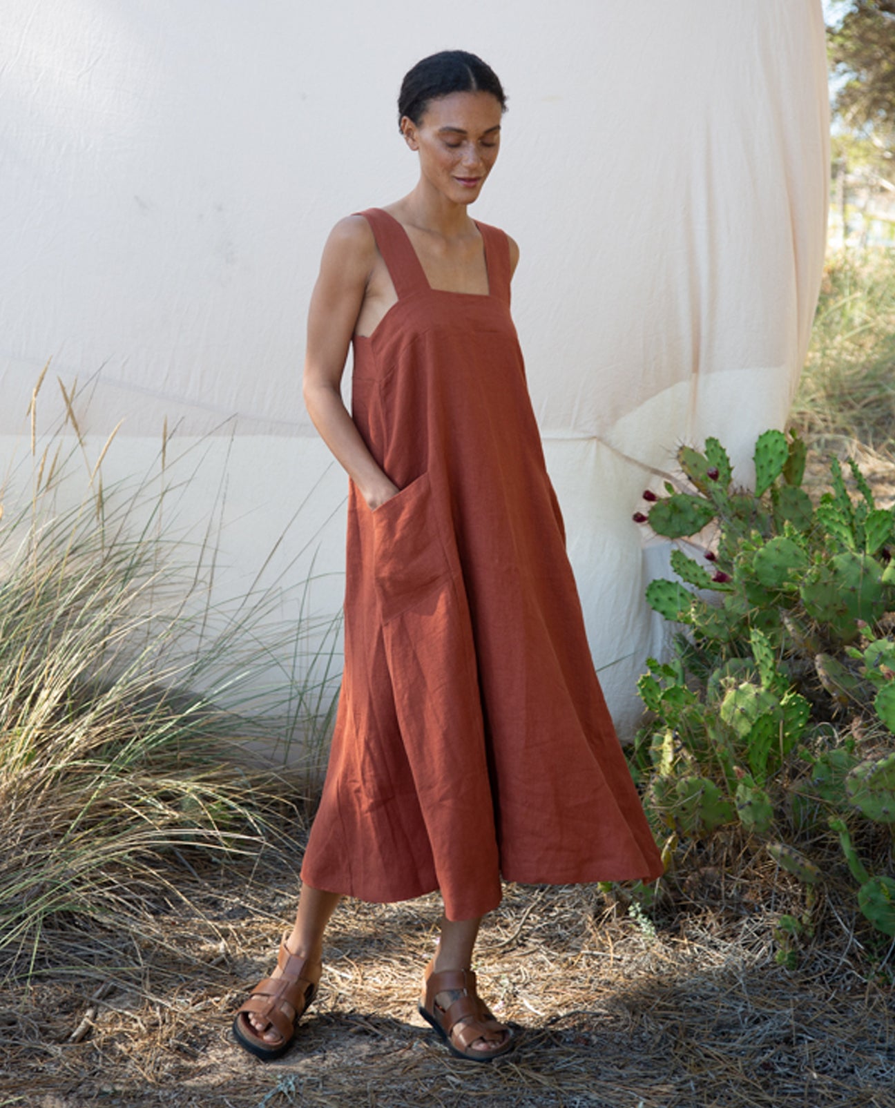 Chantel-May Linen Dress In Paprika