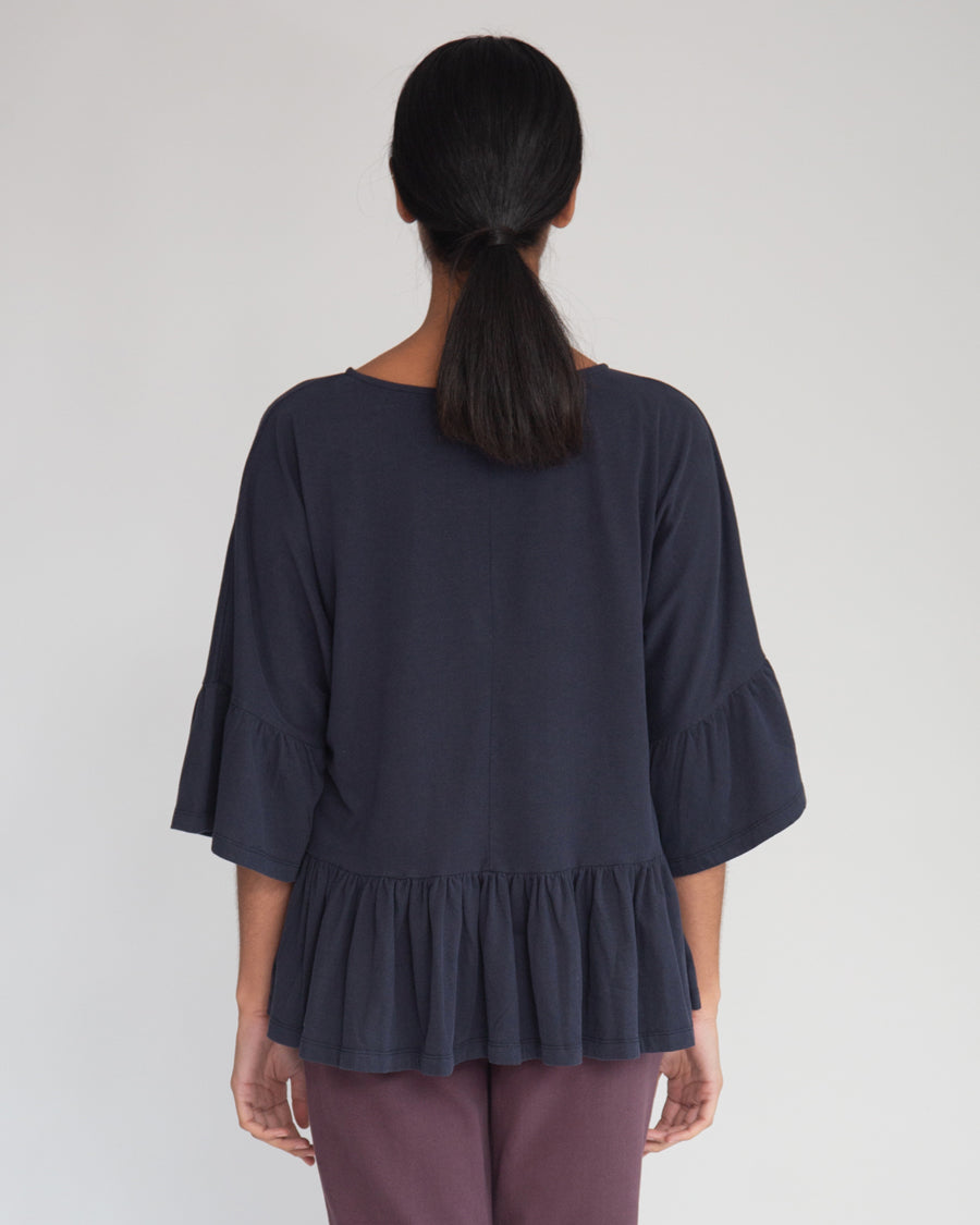 Ellice Organic Cotton Top In Navy