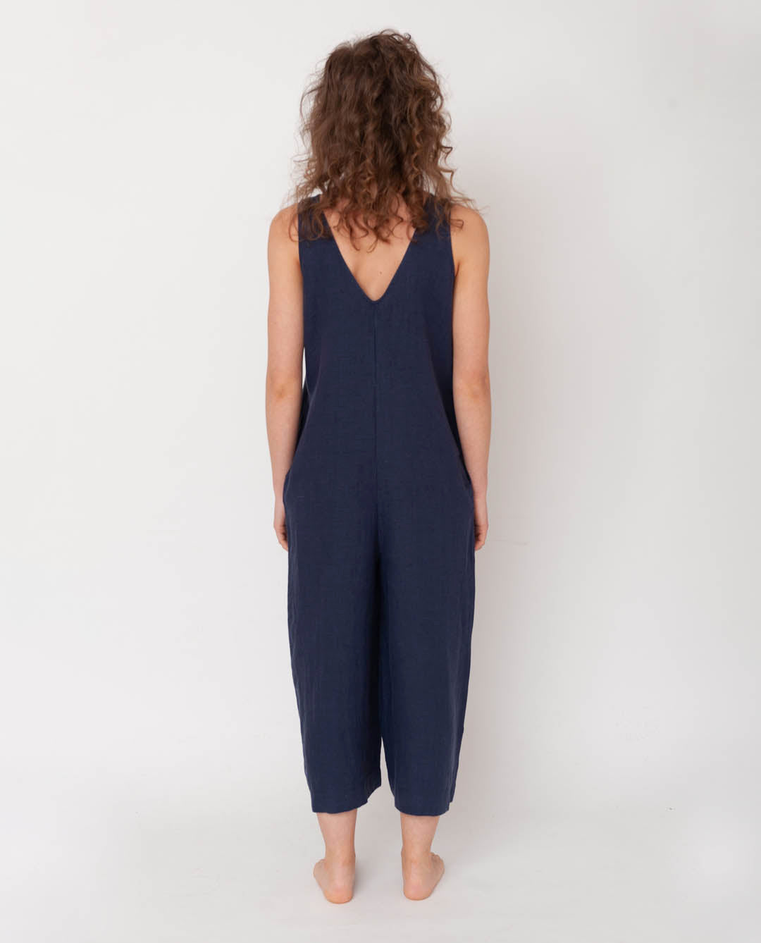 Gianna Linen Jumpsuit in Midnight XS Preloved
