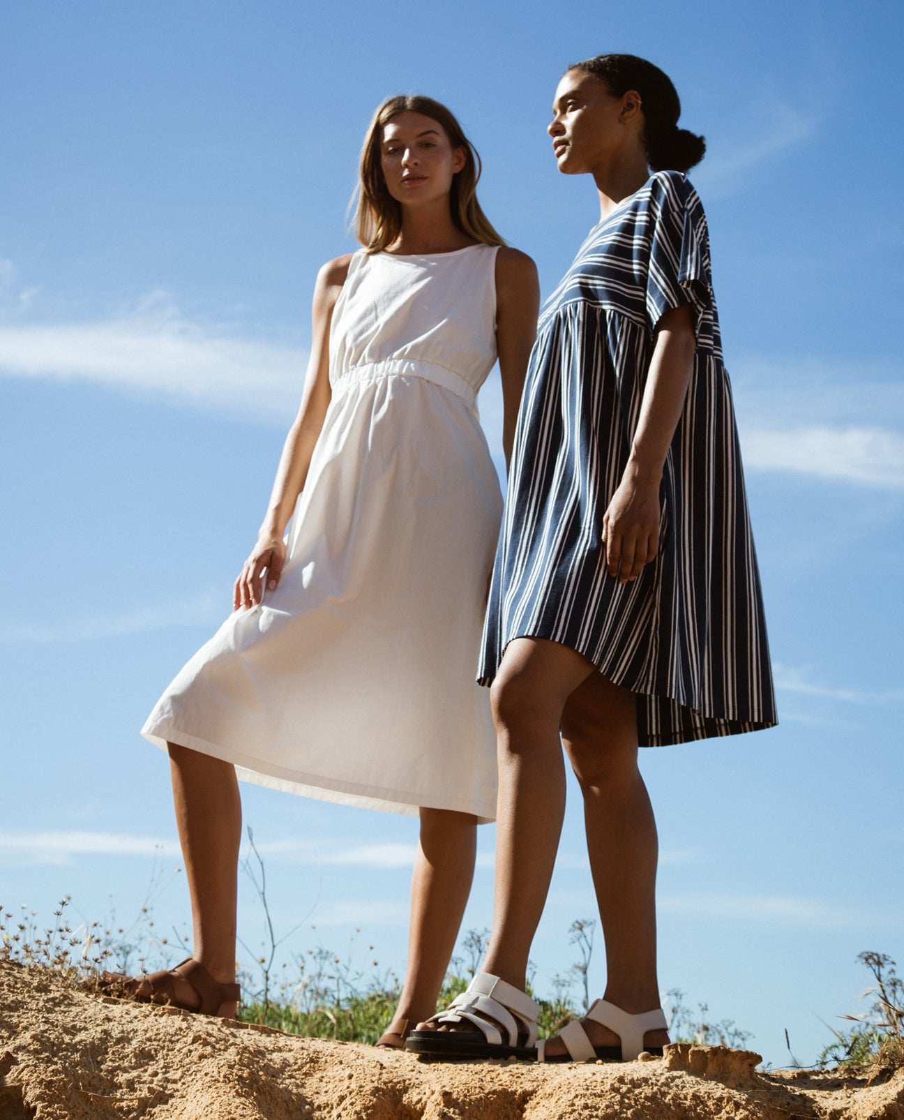 Lois-Sue Organic Cotton Stripe Dress In Indigo & White Stripe