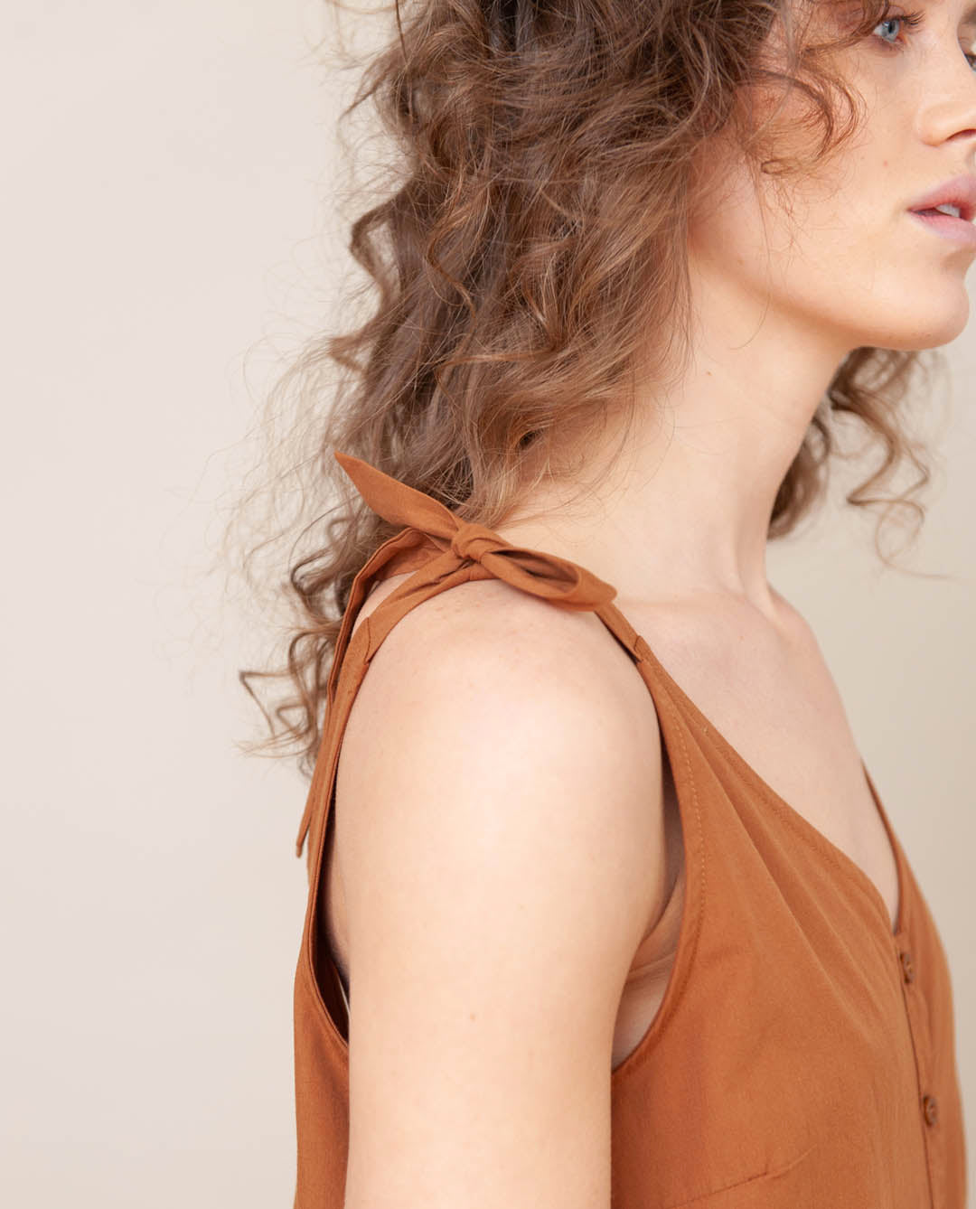 Penelope Organic Cotton Jumpsuit In Coffee