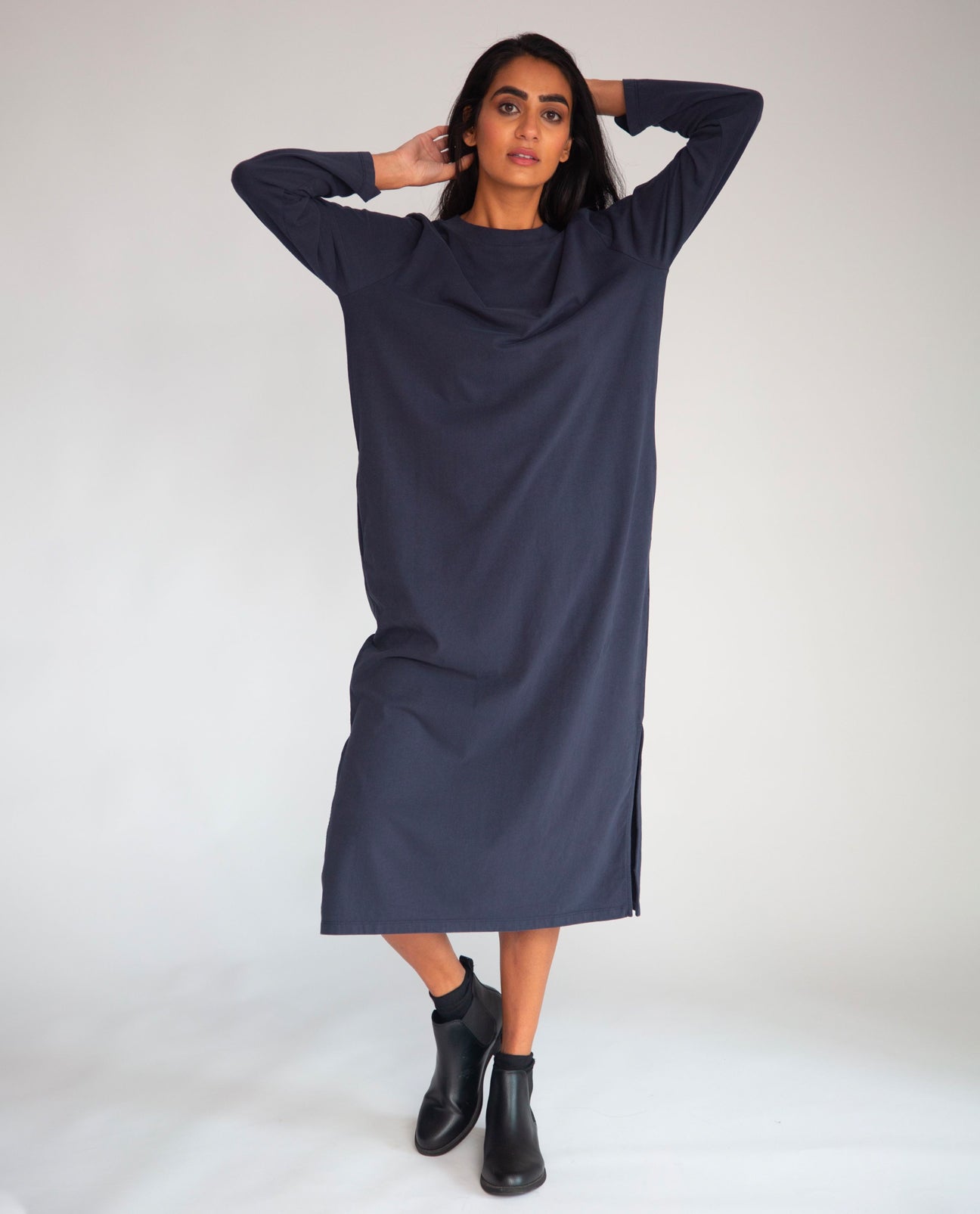 Raina Organic Cotton Dress In Navy