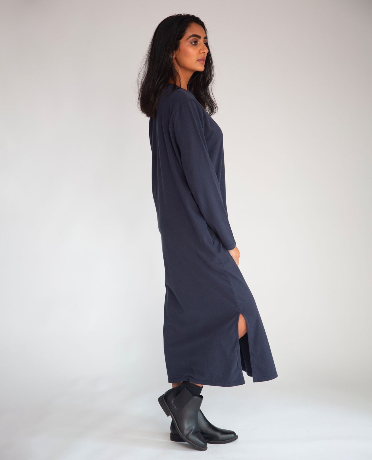 Raina Organic Cotton Dress In Navy