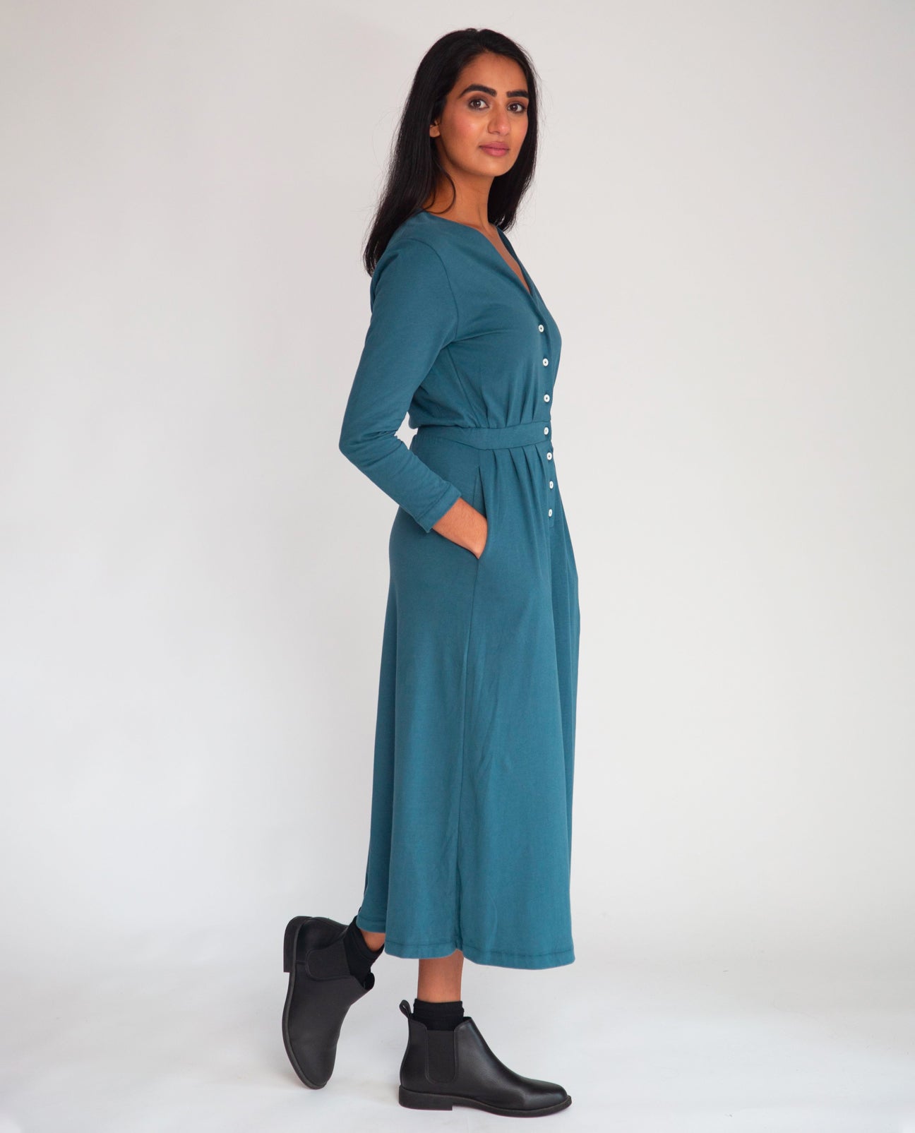 Ruth Organic Cotton Dress In Teal
