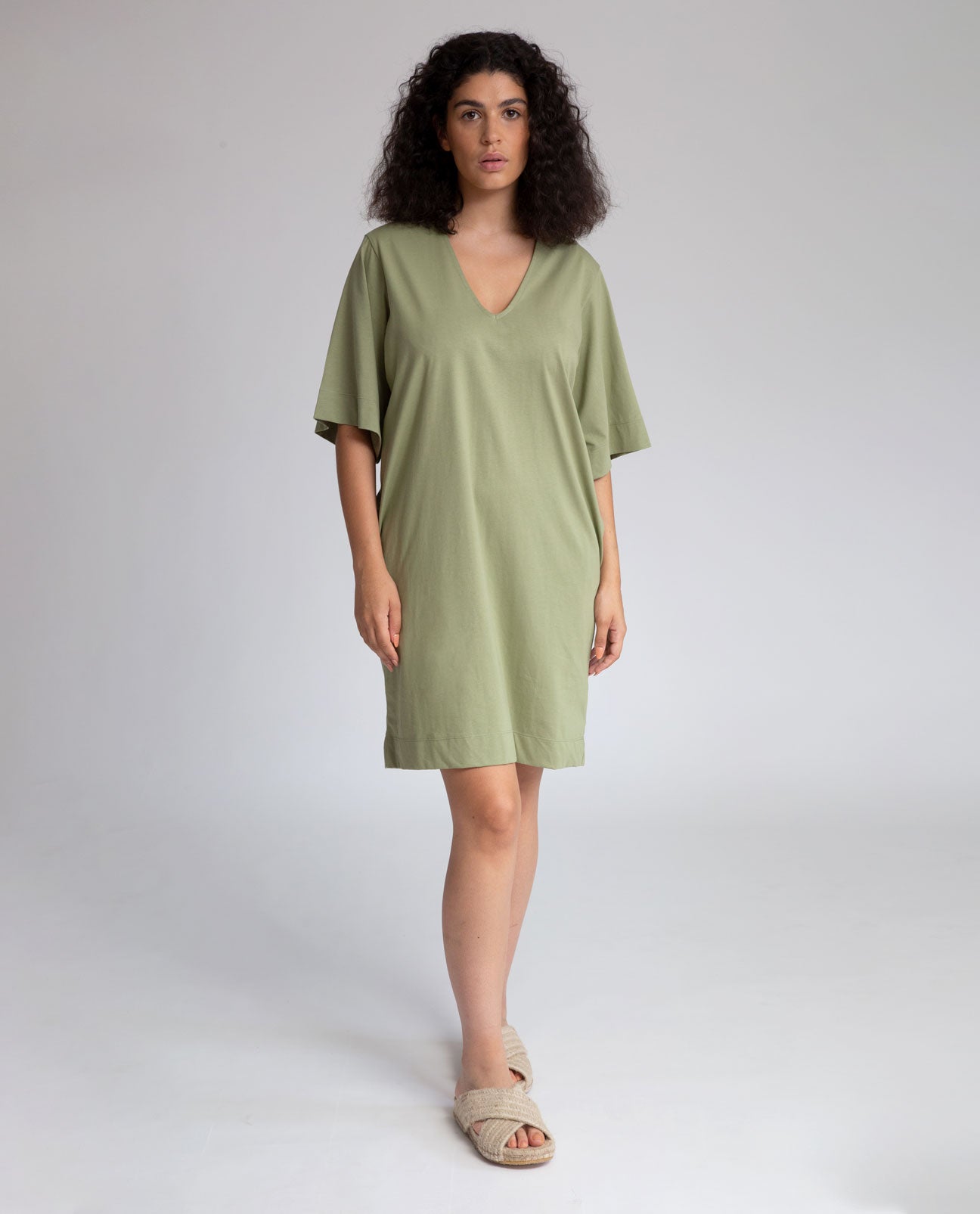 Sasha Organic Cotton Dress In Sage