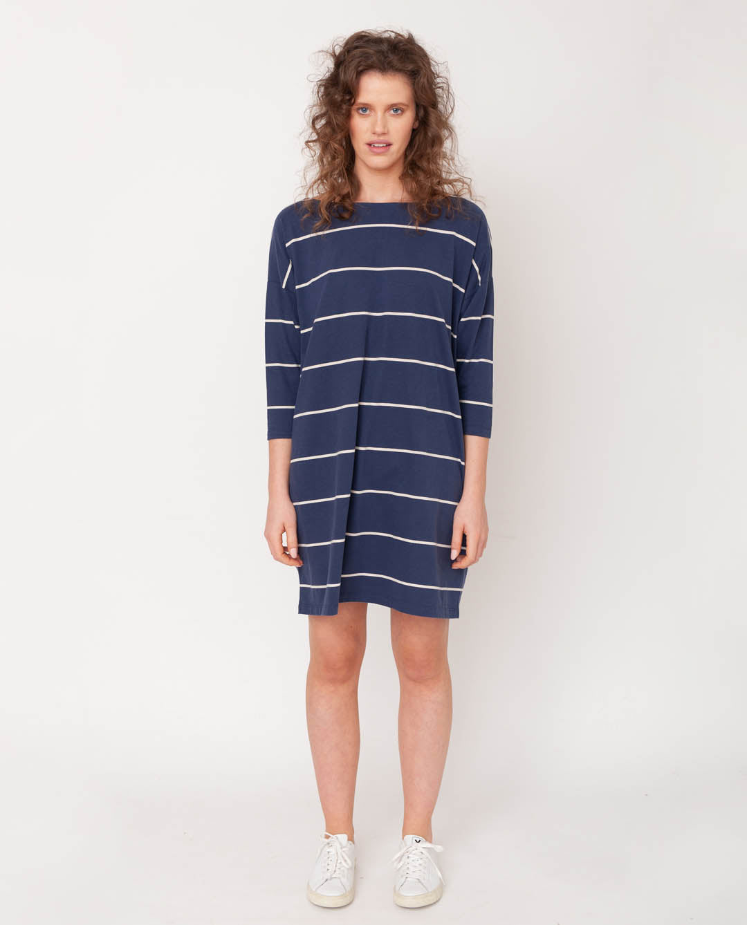 Sophie-Sue Organic Cotton Dress In Midnight & Natural