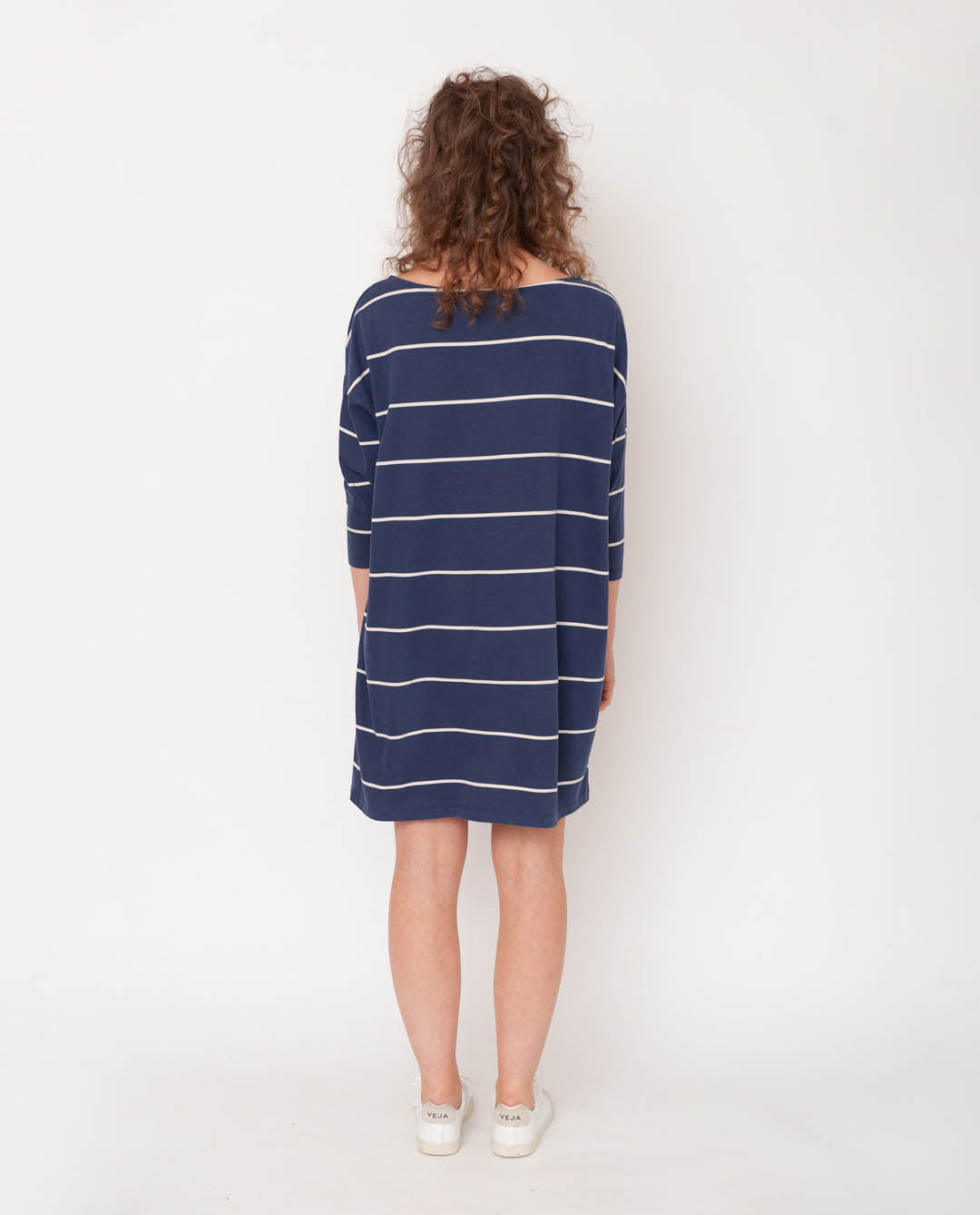 Sophie-Sue Organic Cotton Dress In Midnight & Natural