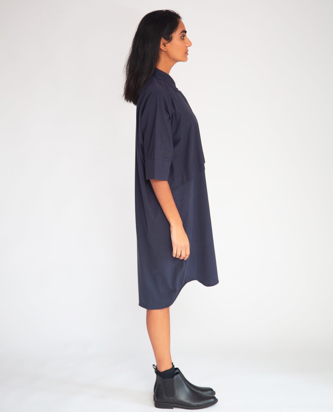 Sylvie Organic Cotton Dress In Navy