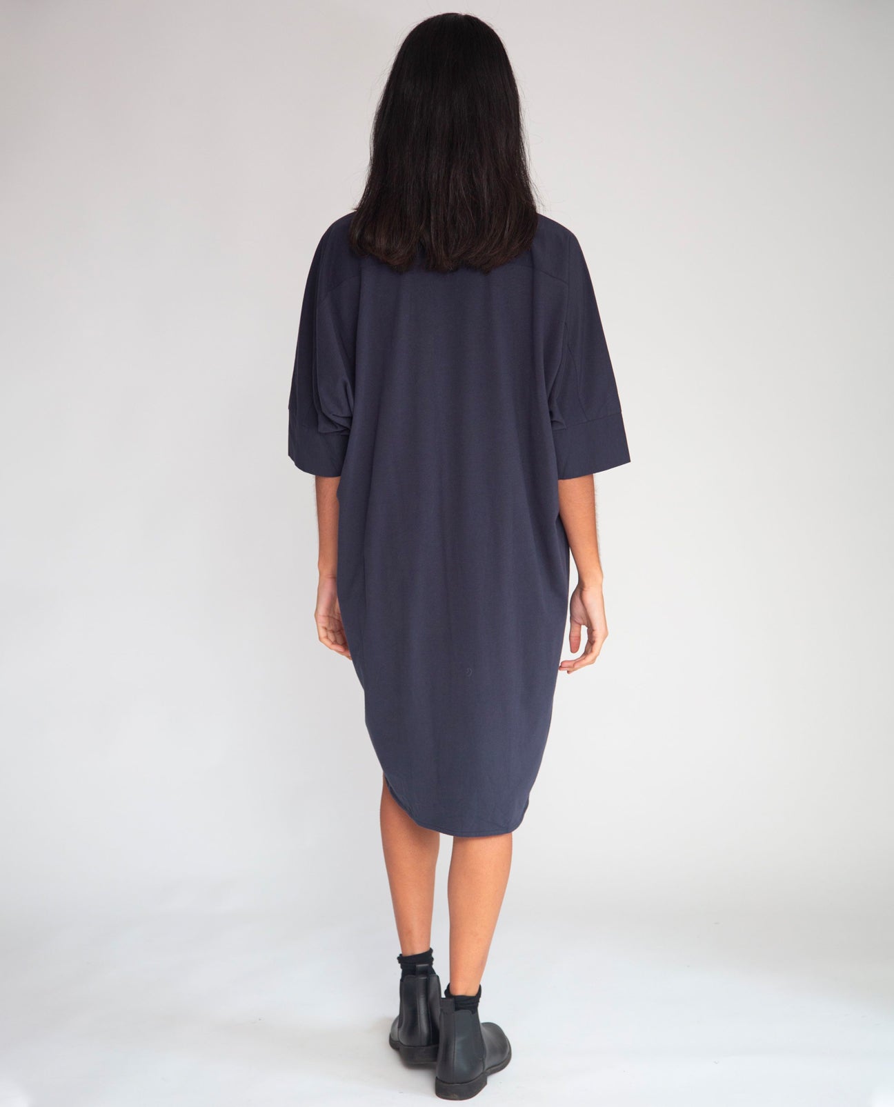 Sylvie Organic Cotton Dress In Navy