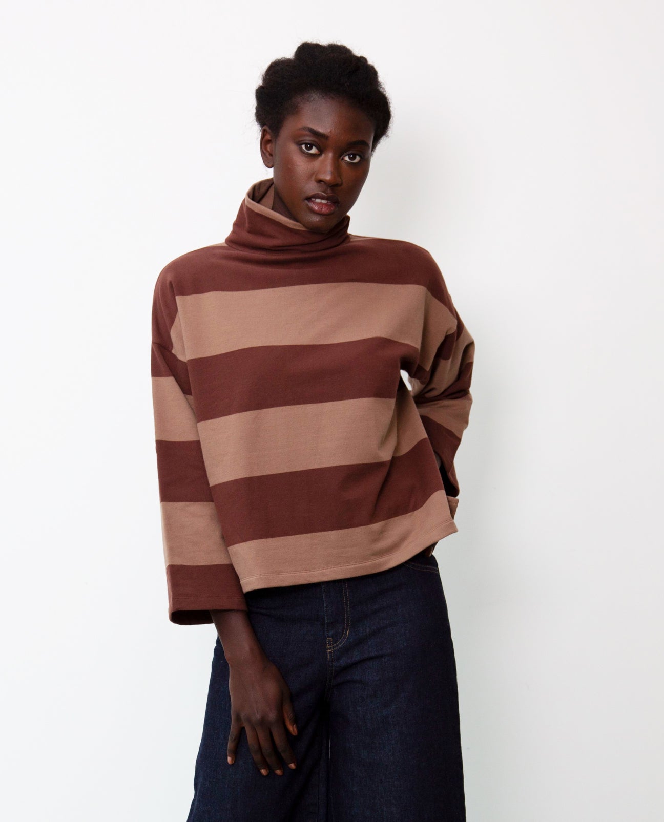 Ula-Sue Organic Cotton Top In Chocolate & Mocha